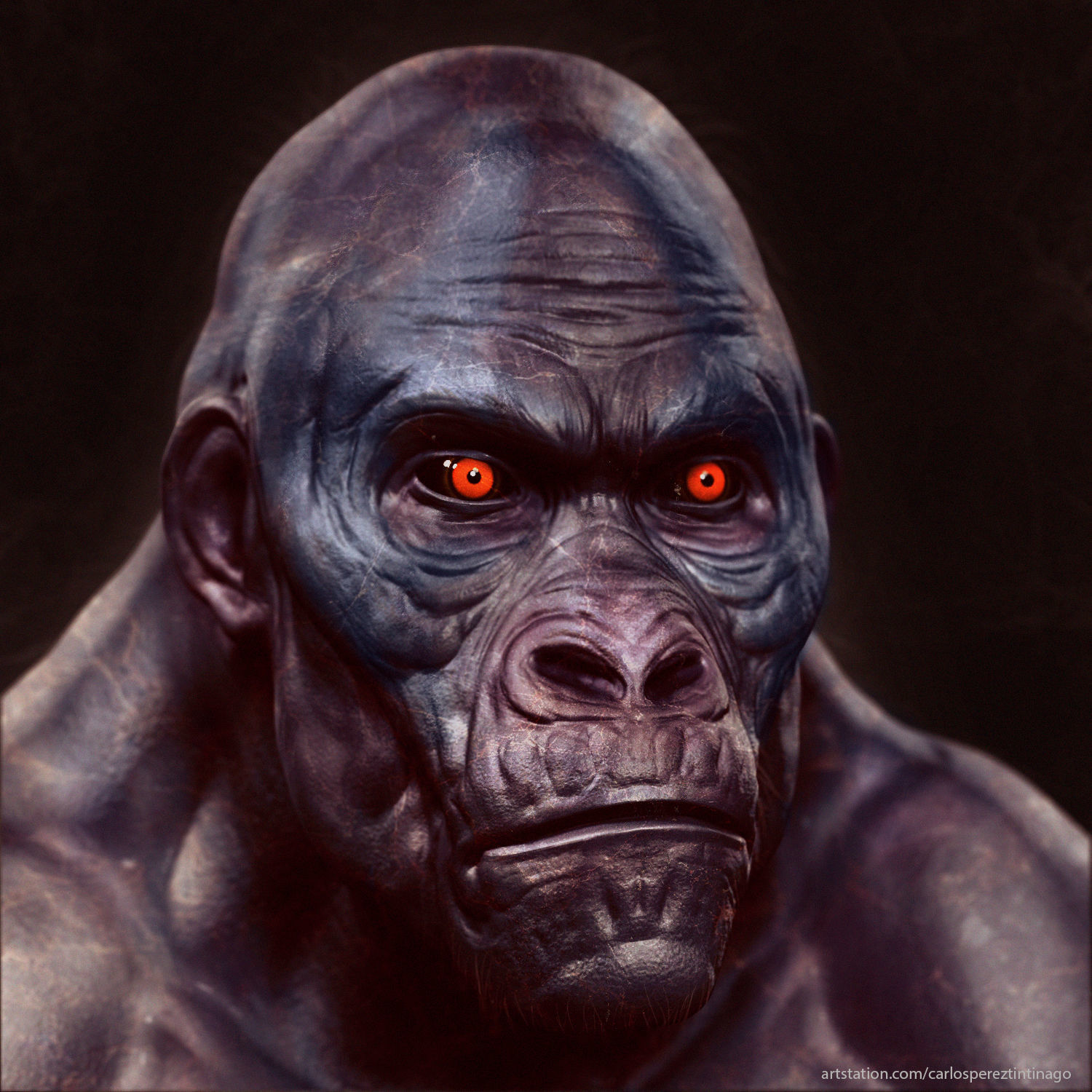 Hybrid gorilla bust 01 - Highpoly Sculpture 3D model_12