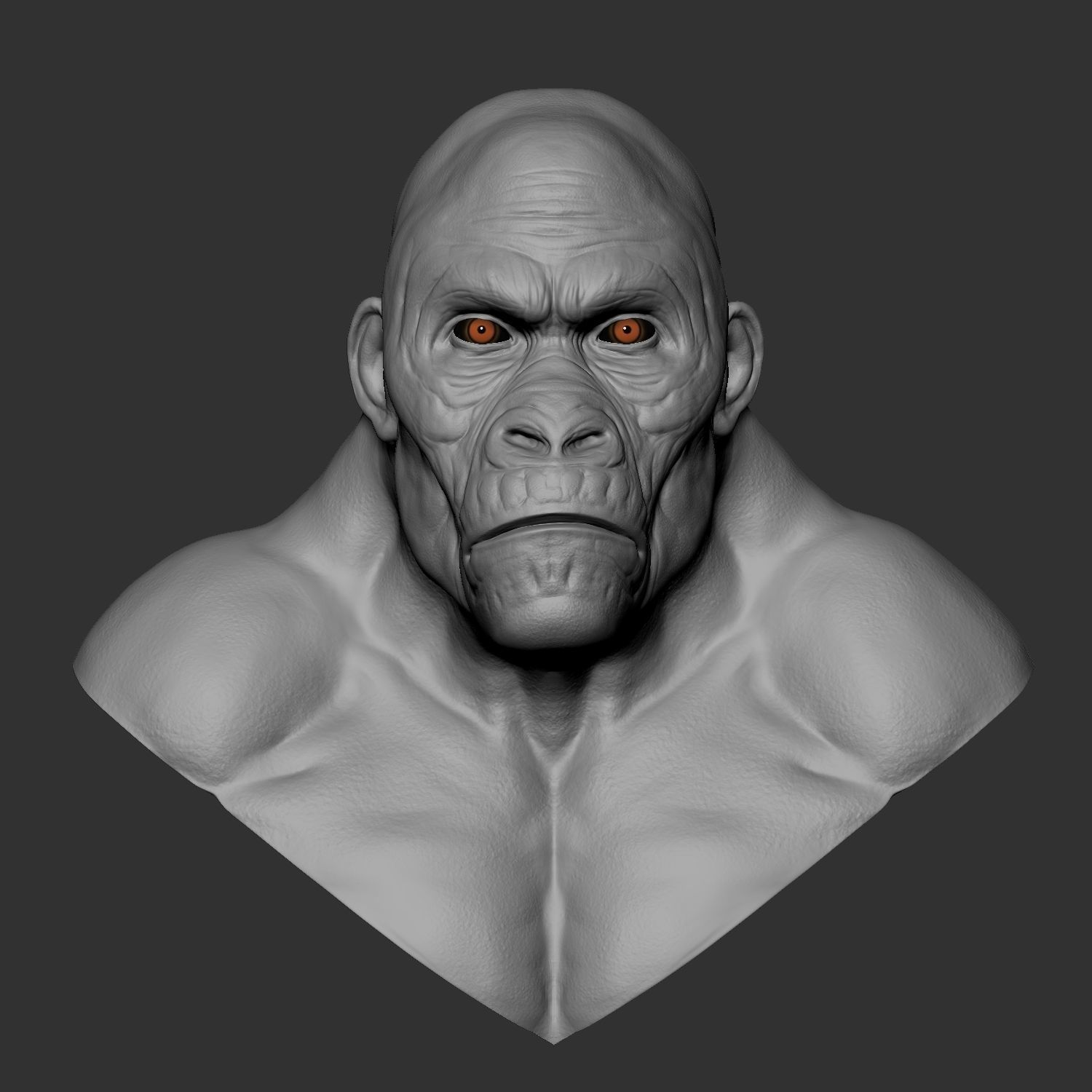 Hybrid gorilla bust 01 - Highpoly Sculpture 3D model_1