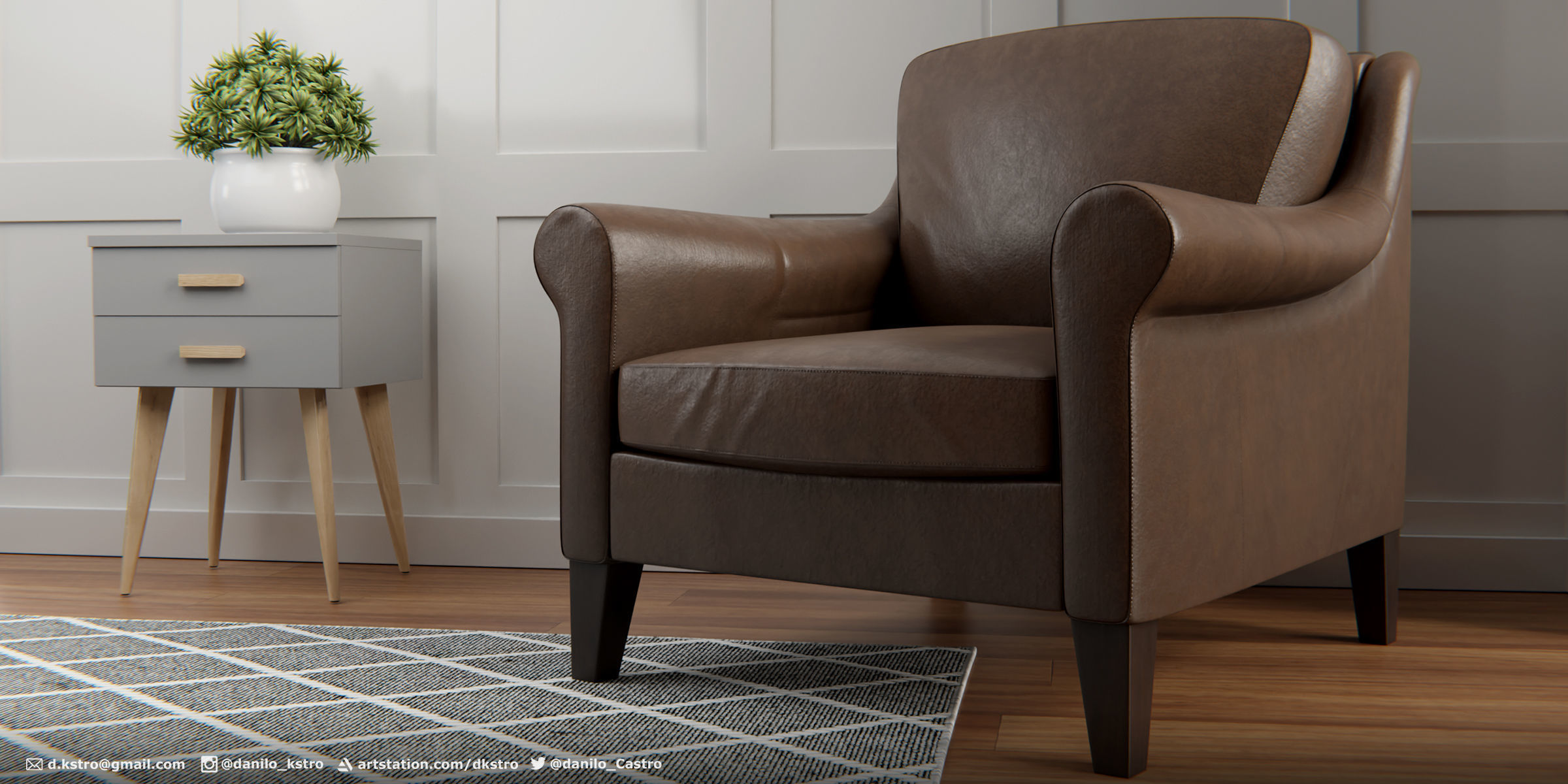 Armchair - 2k Textures 3D model_1