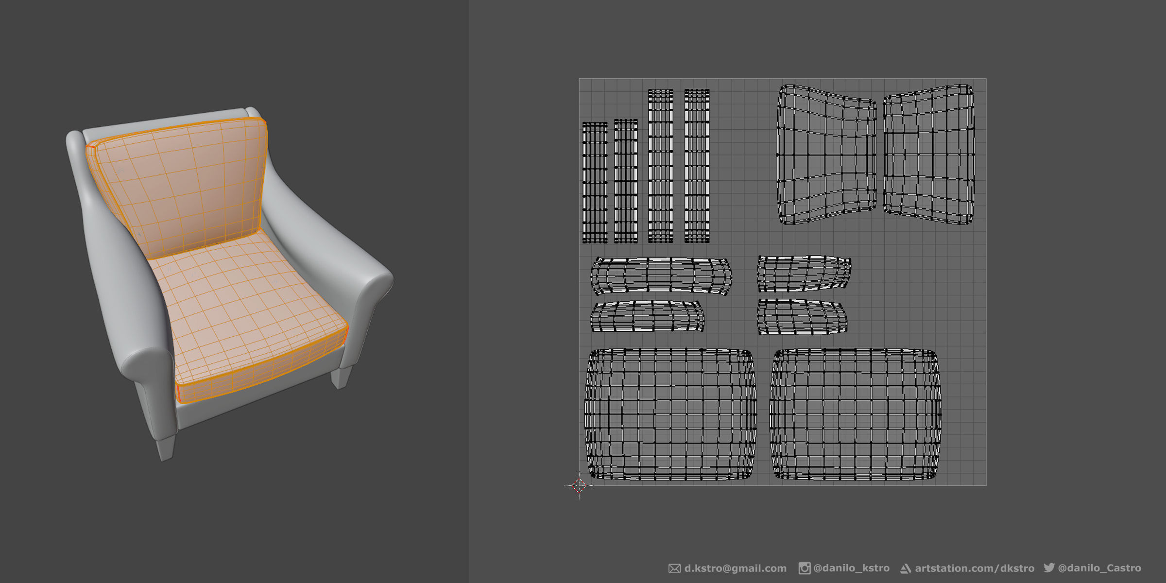 Armchair - 2k Textures 3D model_5