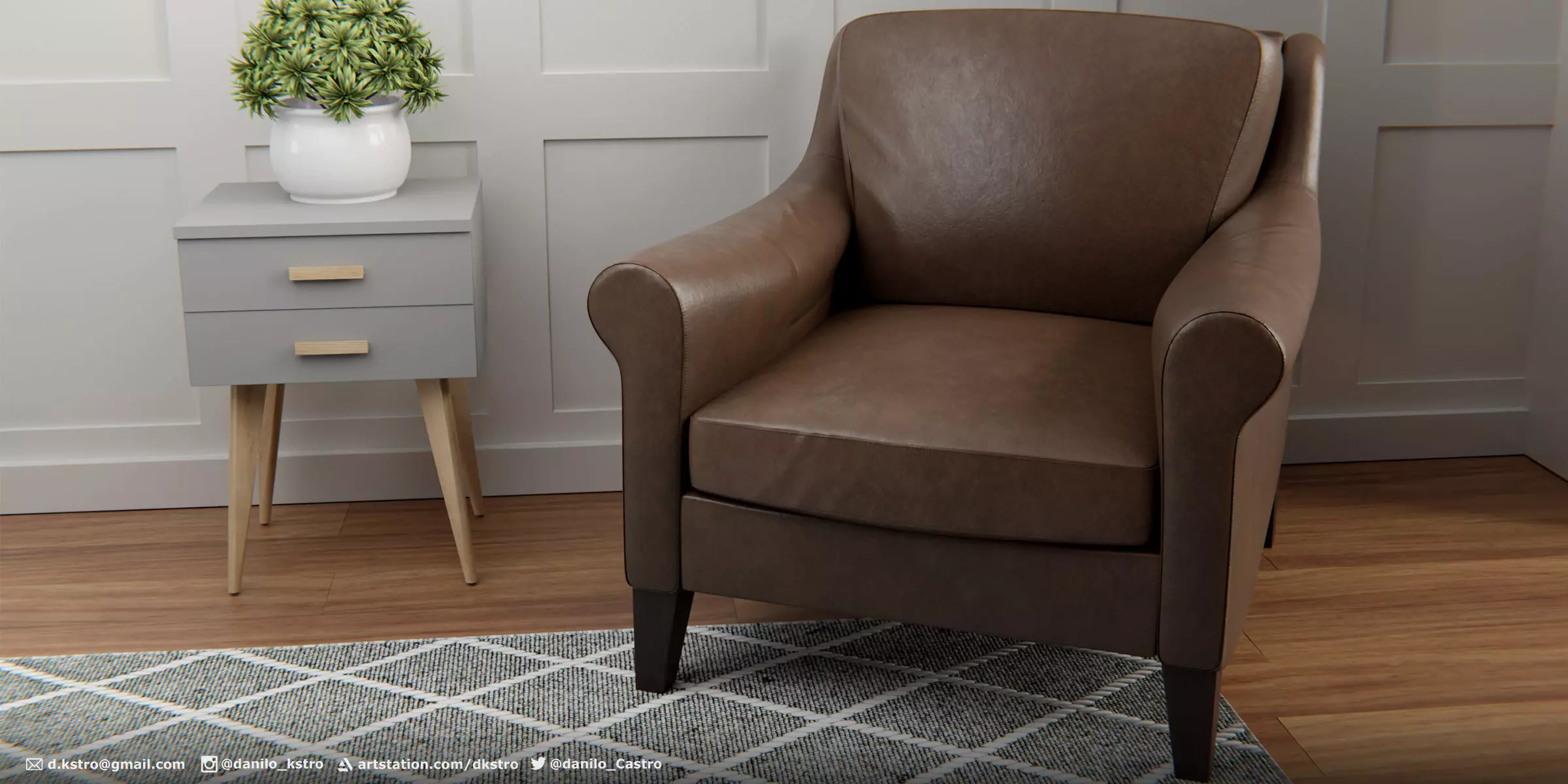 Armchair - 2k Textures 3D model_0