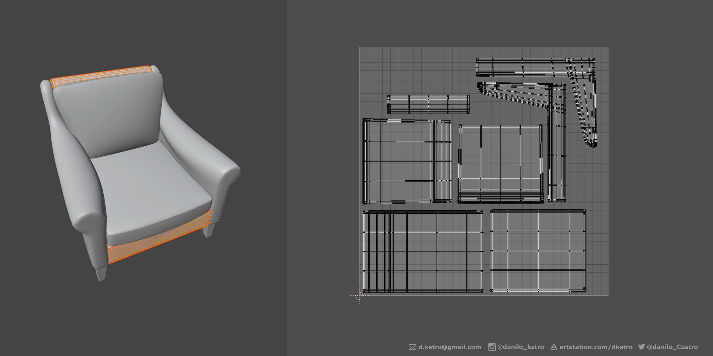 Armchair - 2k Textures 3D model_7