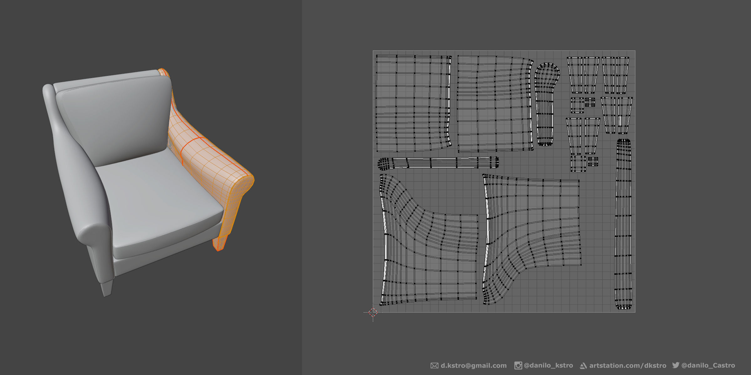 Armchair - 2k Textures 3D model_6
