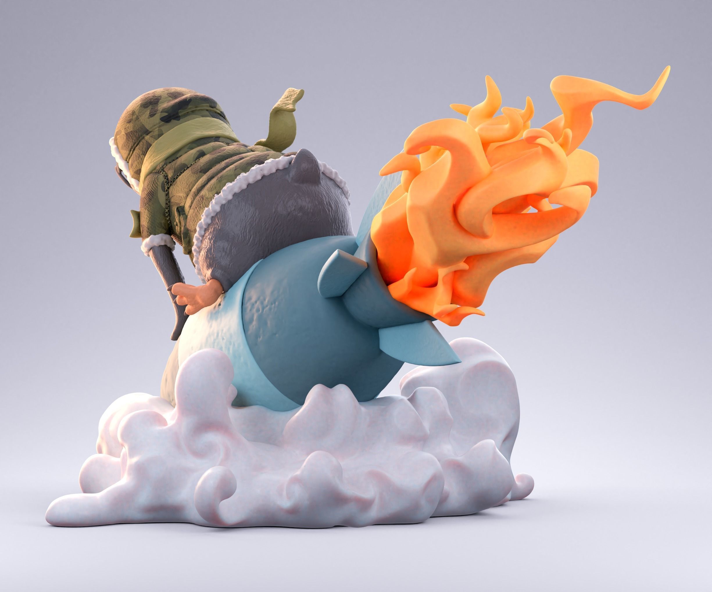 Penguin riding bomb 3D print model_1