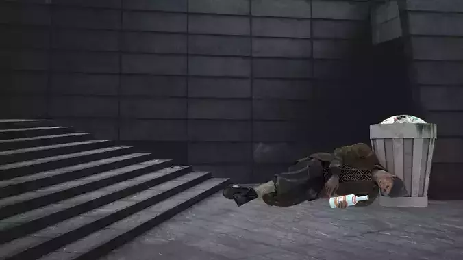 HOMELESS ALCOHOLIC pose 3D model