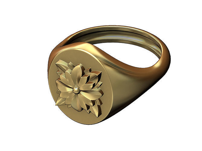 Rosette Oval signet ring 3D print model