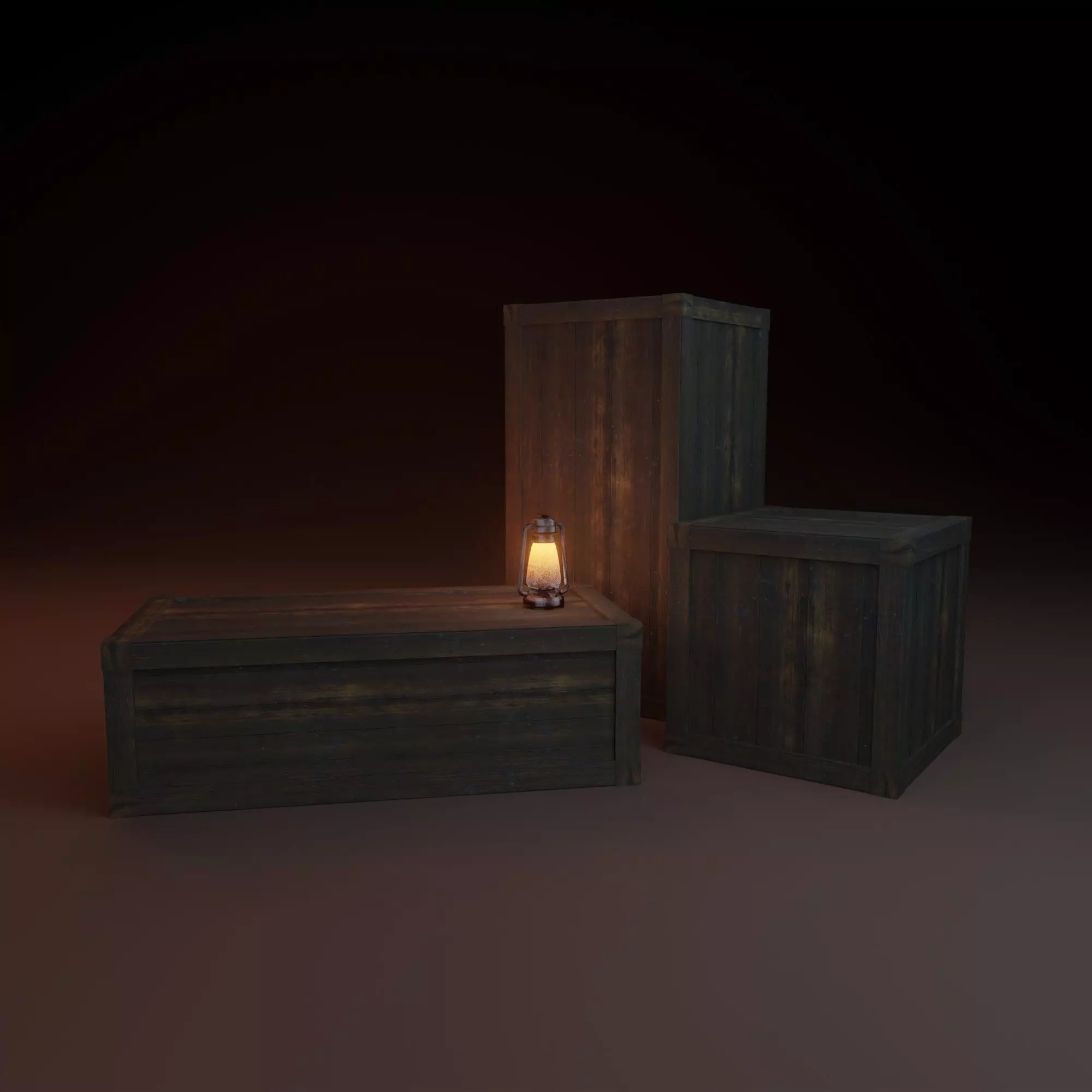 Wooden Crates Low-poly 3D model_0