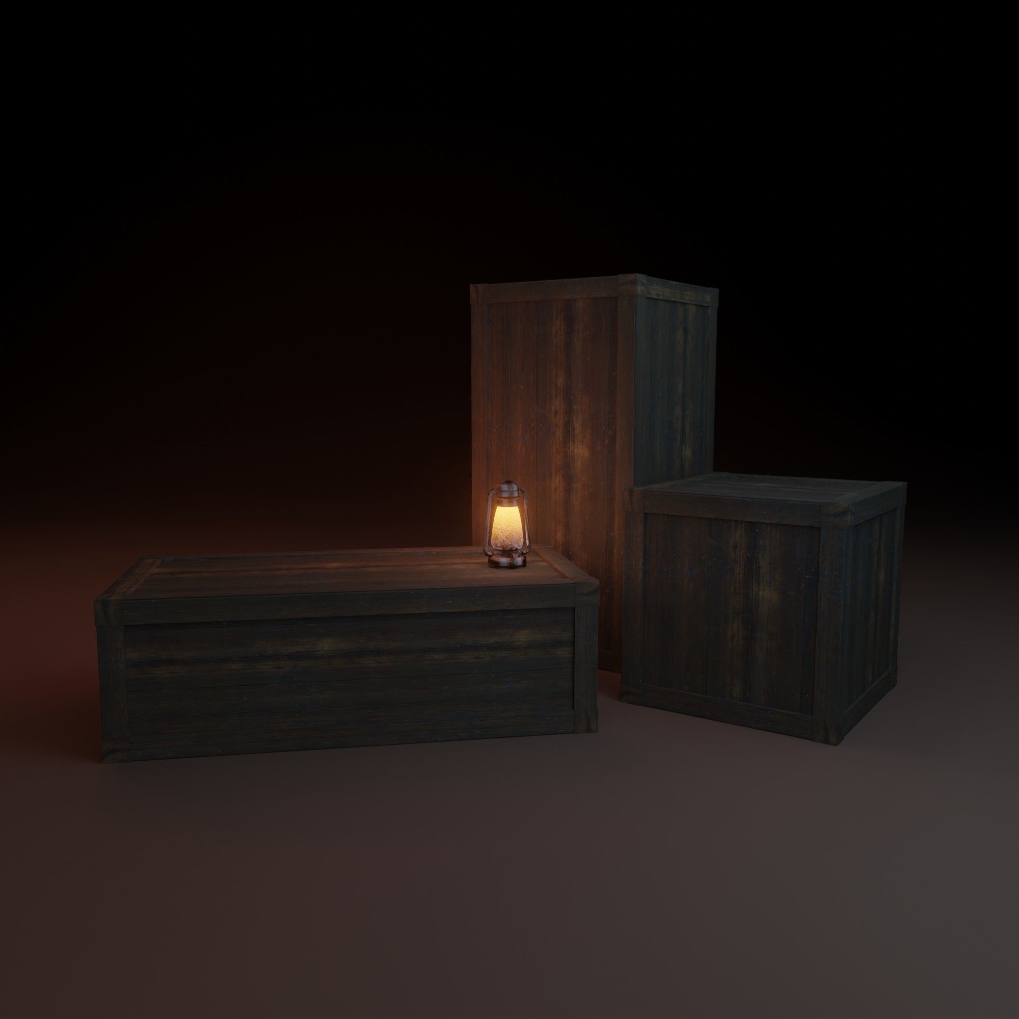 Wooden Crates Low-poly 3D model_1