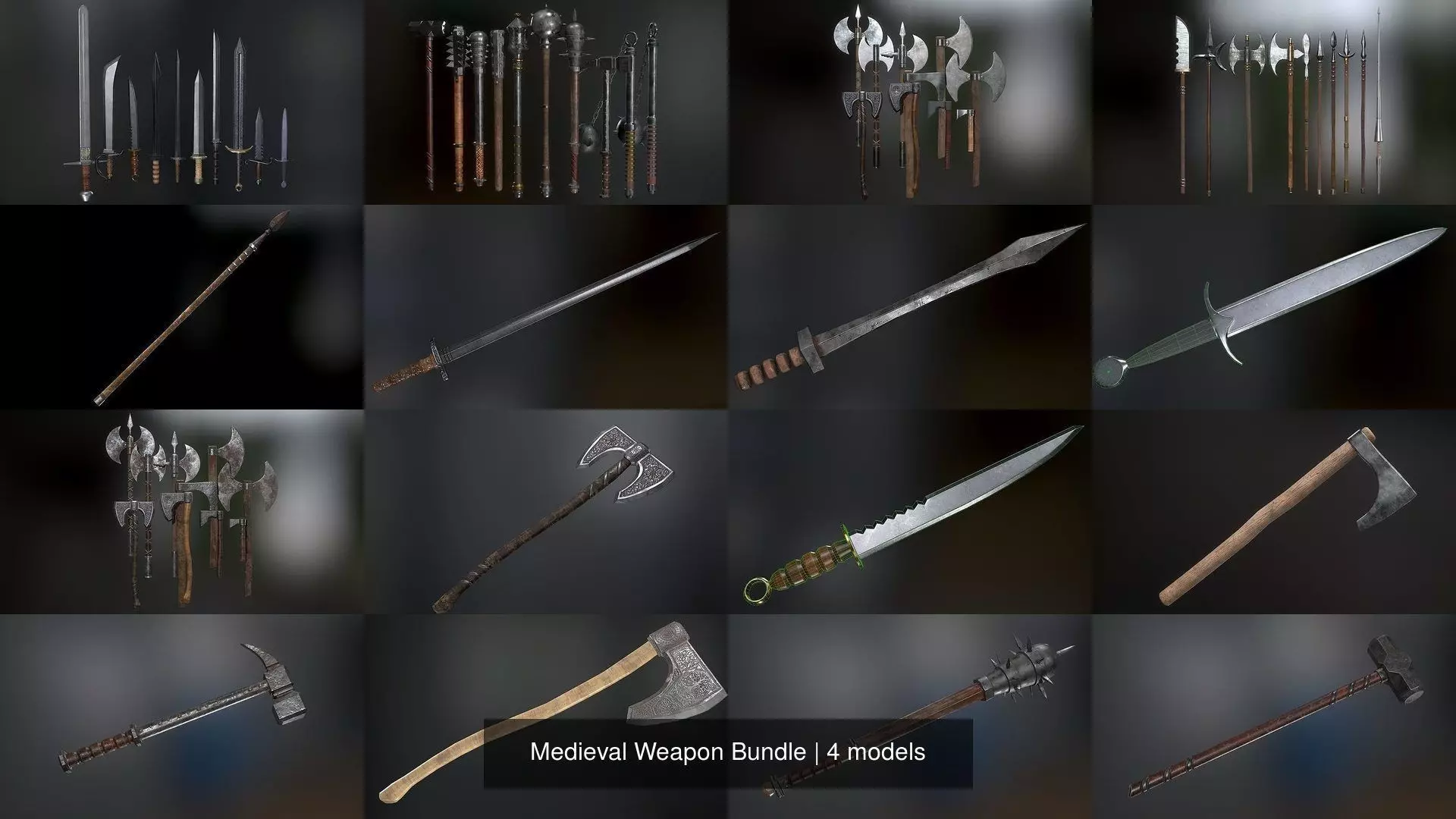 Medieval Weapon Bundle 3D Model Collection_0