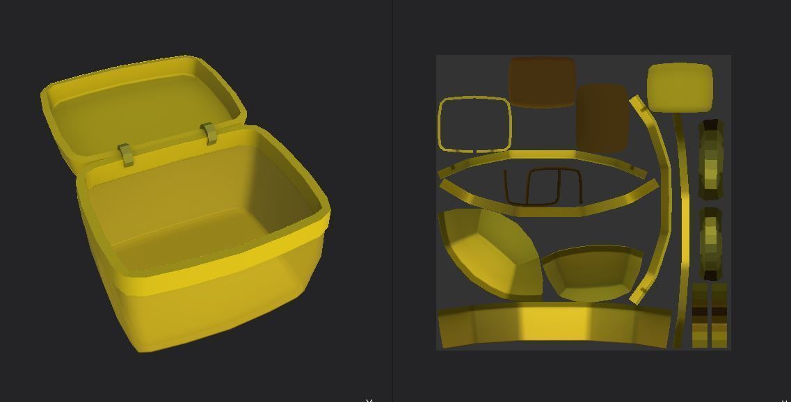 Basket yellow Low-poly 3D model_7