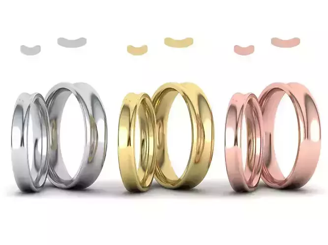 Wave Wedding Bands Comfort Fit design 3dmodels