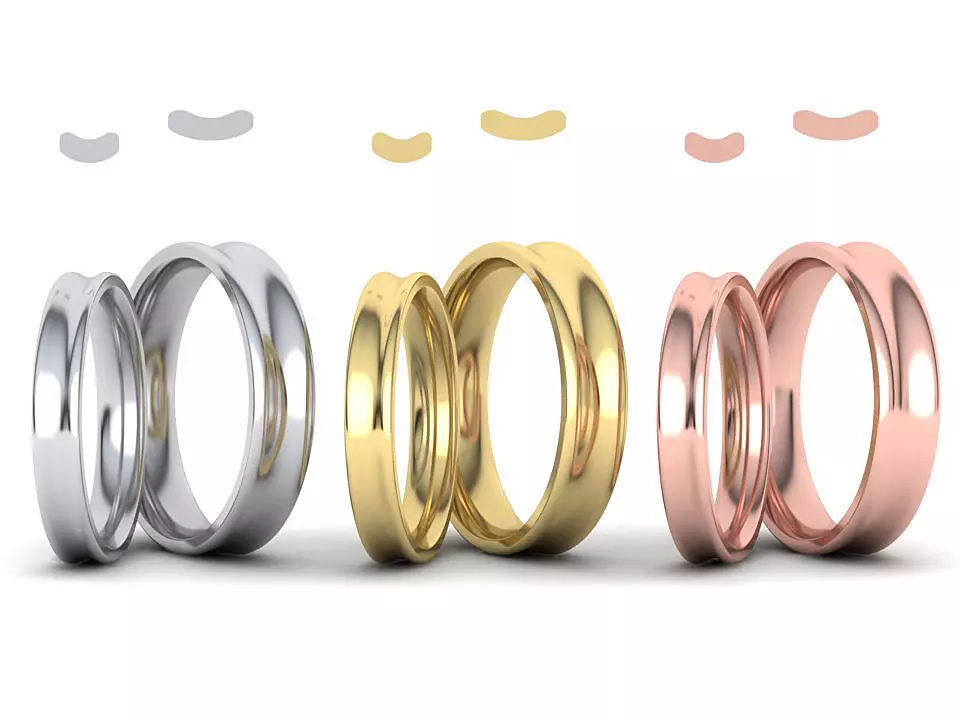Wave Wedding Bands Comfort Fit design 3dmodels 3D print model
