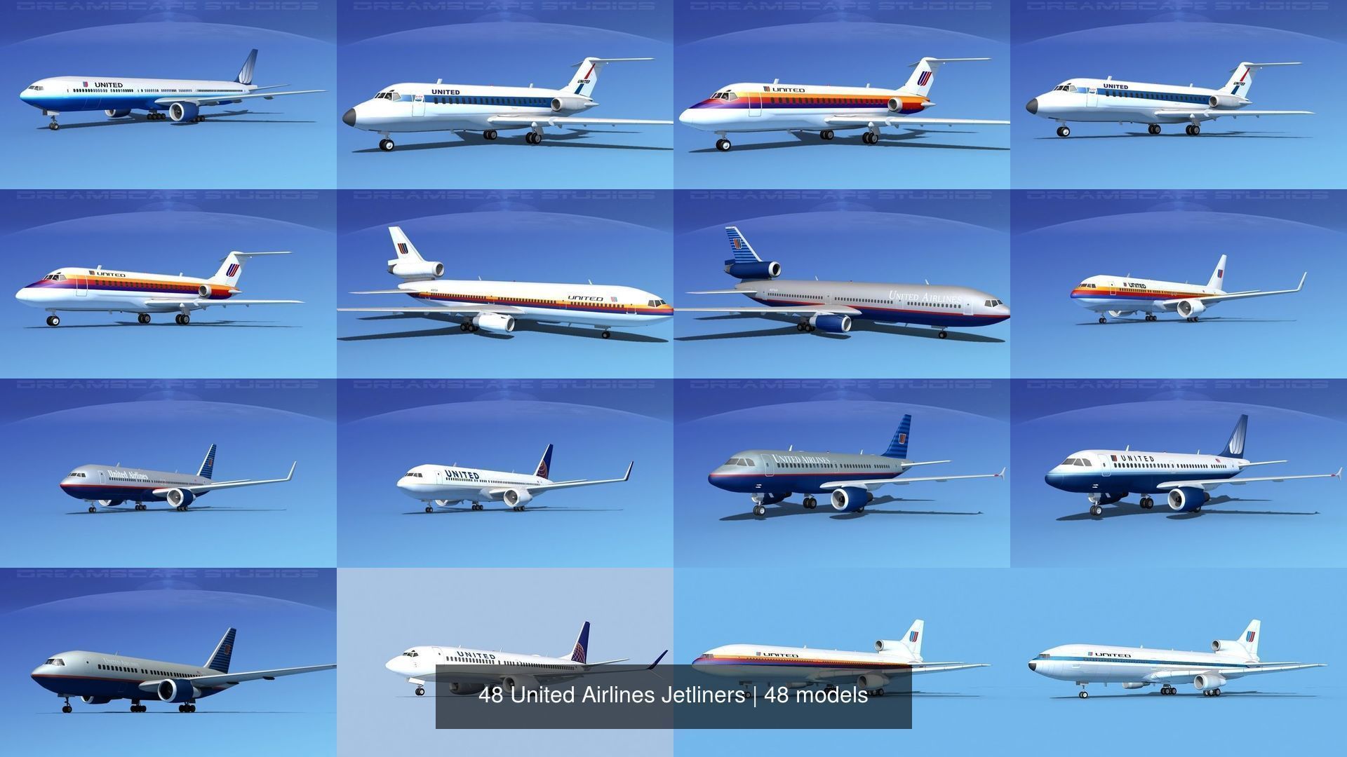 48 United Airlines Jetliners 3D Model Collection_4
