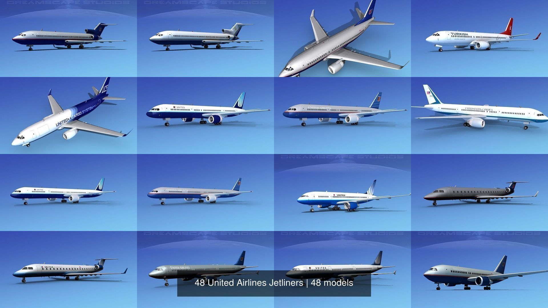 48 United Airlines Jetliners 3D Model Collection_2