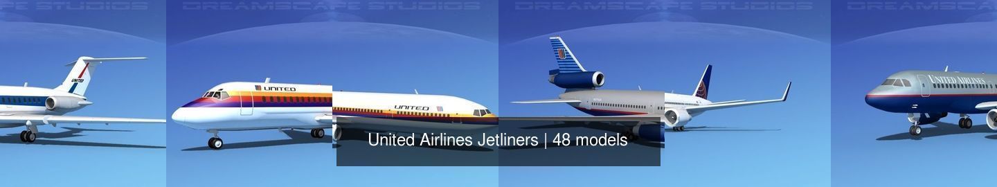 48 United Airlines Jetliners 3D Model Collection_6