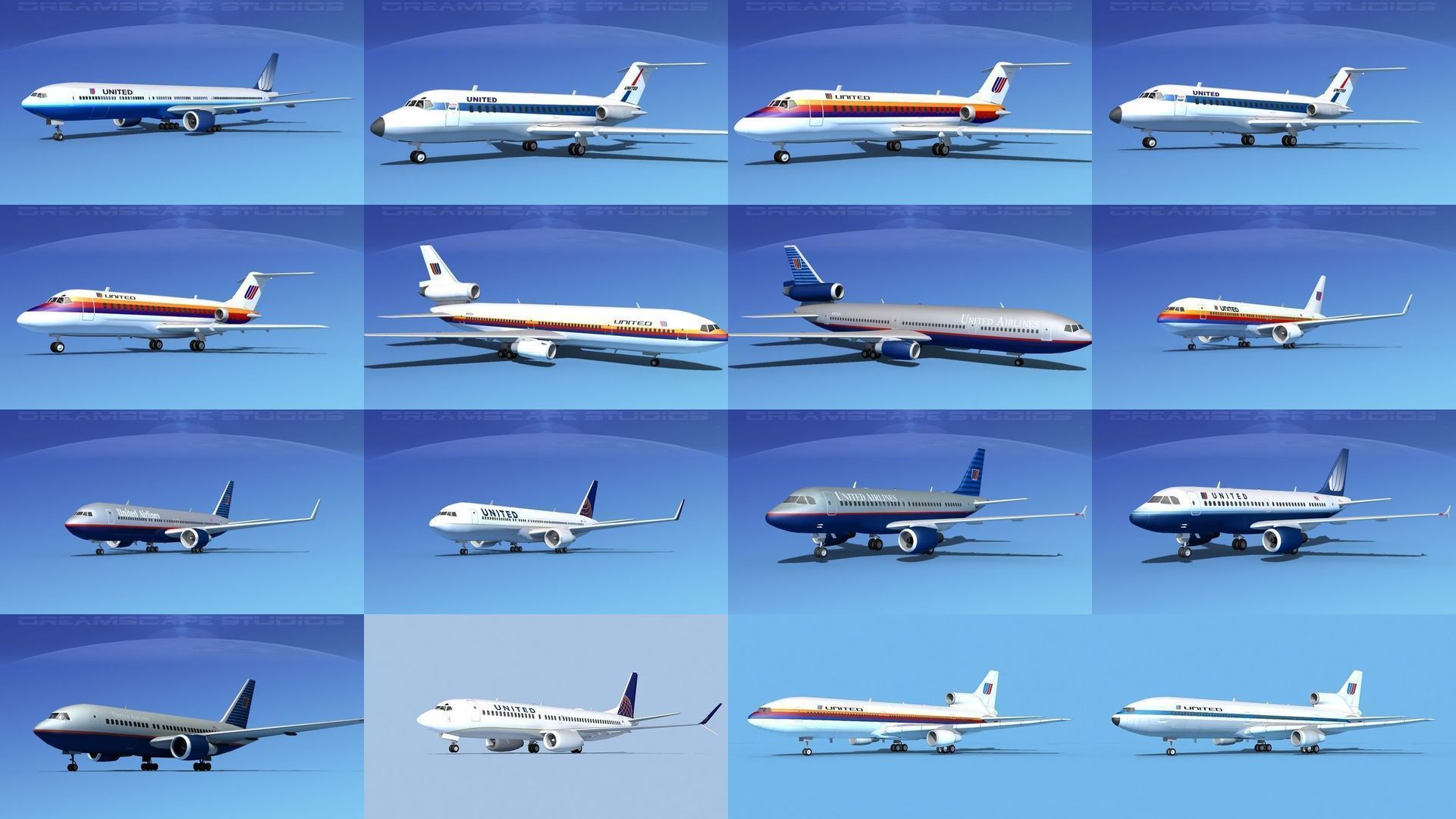 48 United Airlines Jetliners 3D Model Collection_5