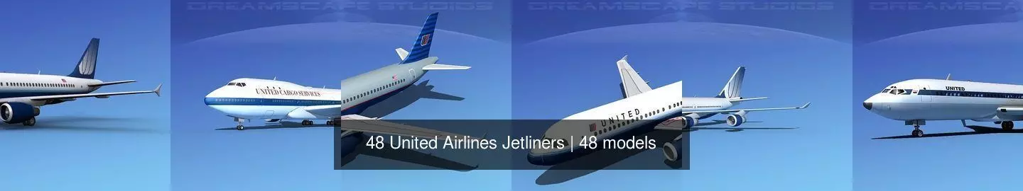 48 United Airlines Jetliners 3D Model Collection_1