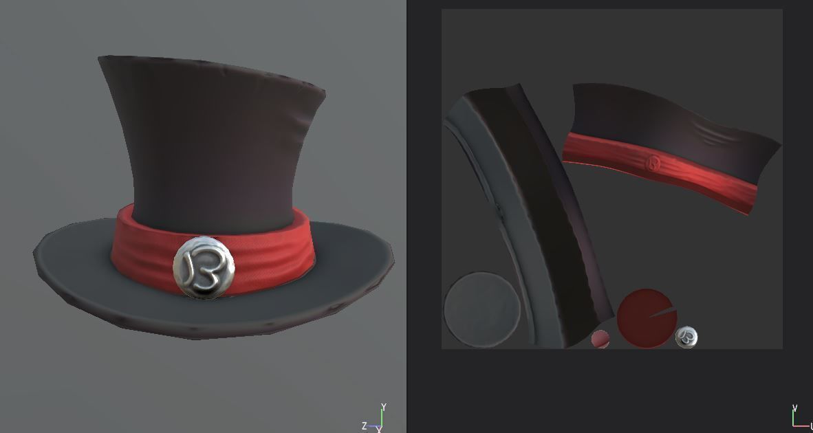 Hat retro Low-poly 3D model_8