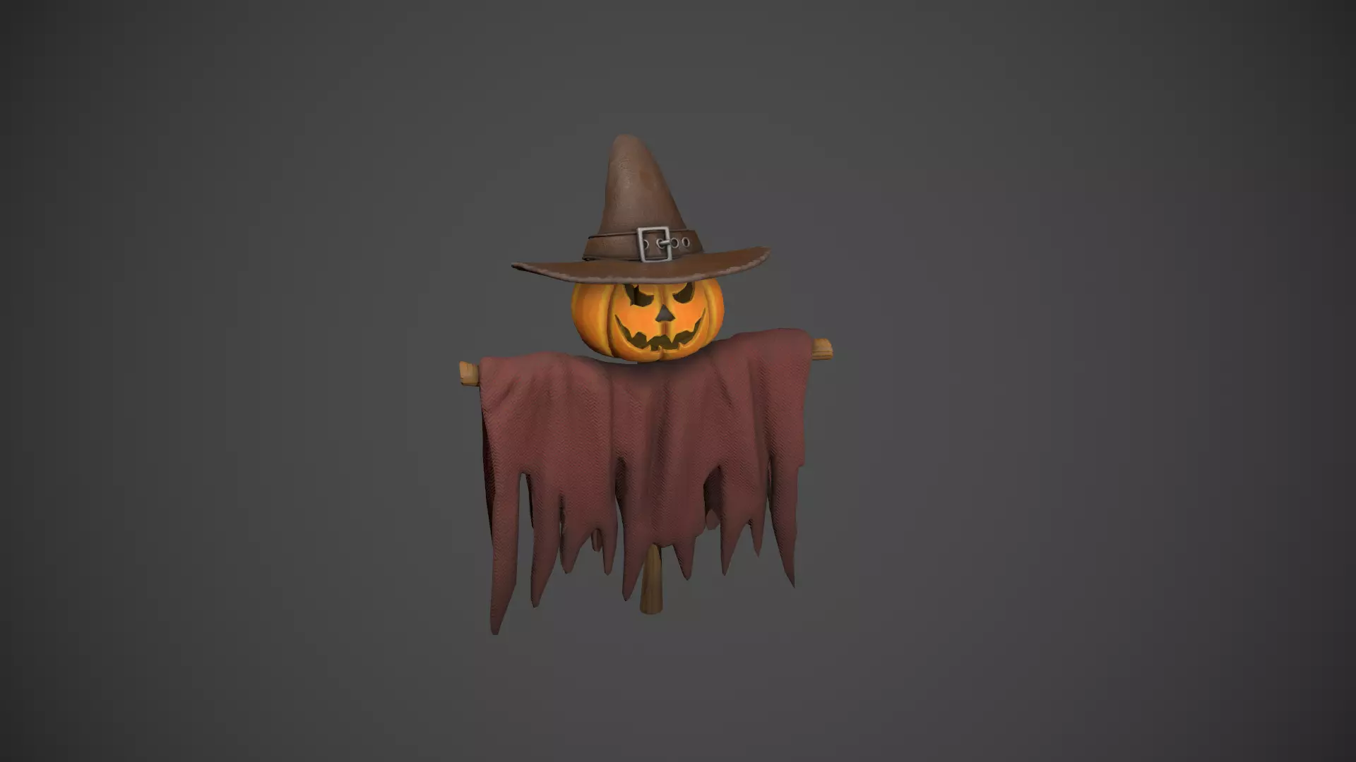 Pumpkin Scarecrow Low-poly 3D model