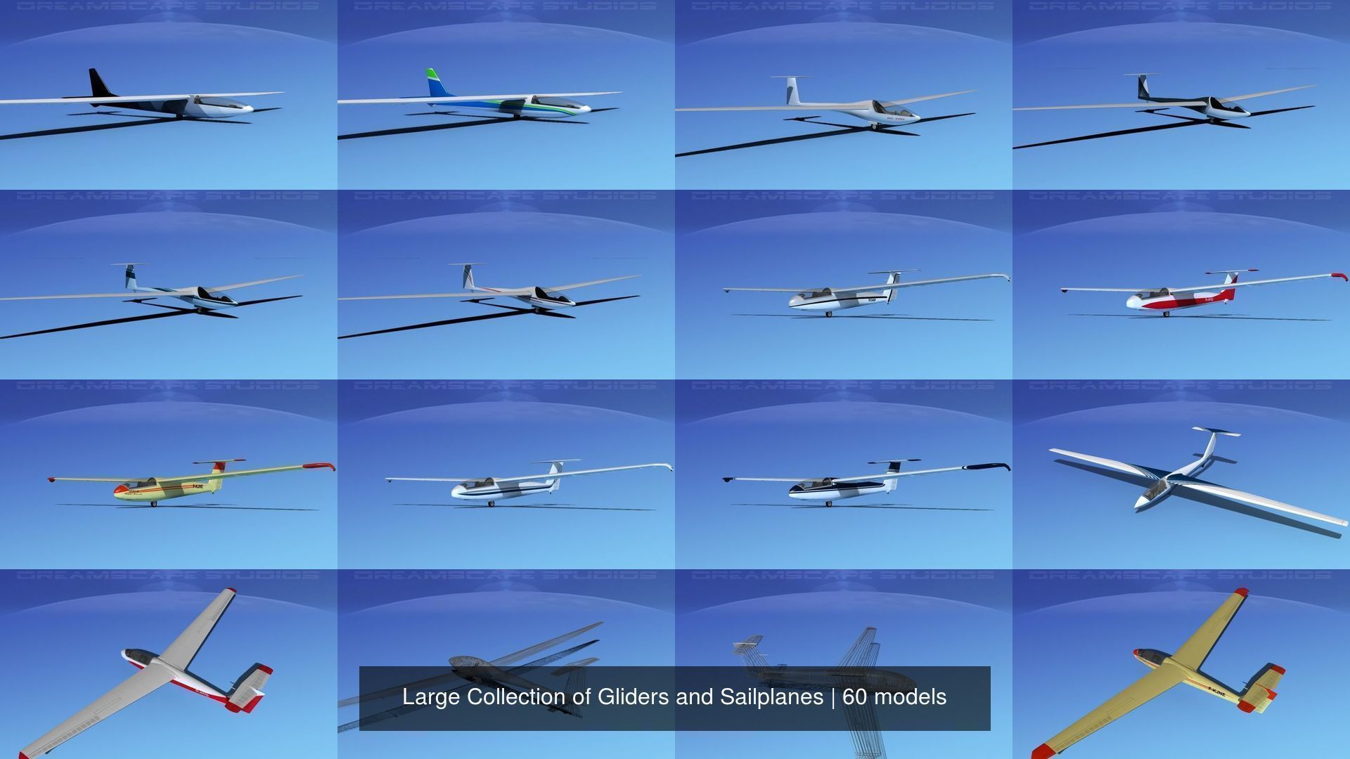 Large Collection of 60 Gliders and Sailplanes