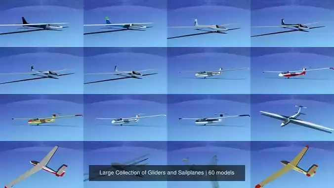 Large Collection of 60 Gliders and Sailplanes 