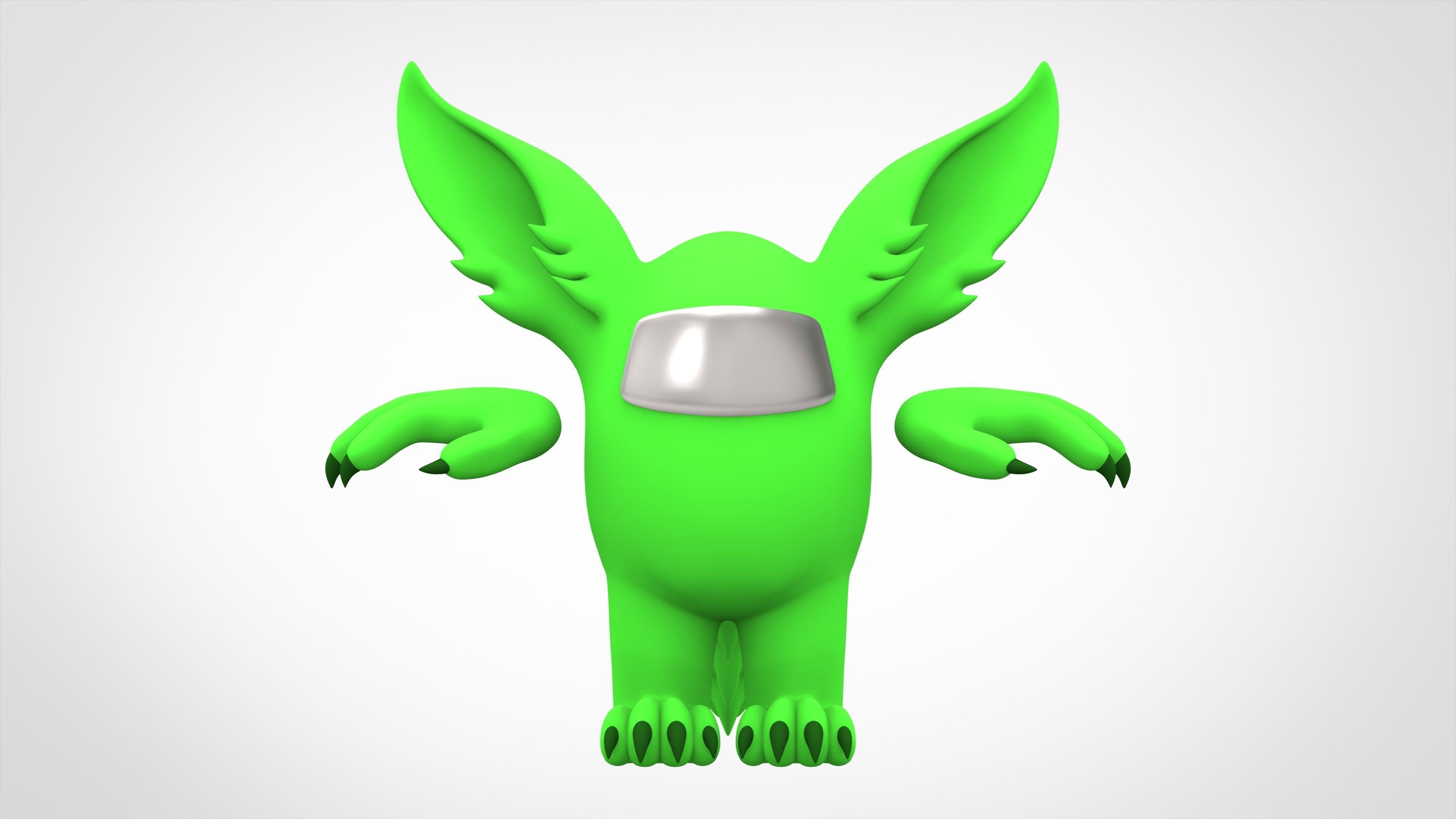Among Us Lime Werewolf Low-poly 3D model_6