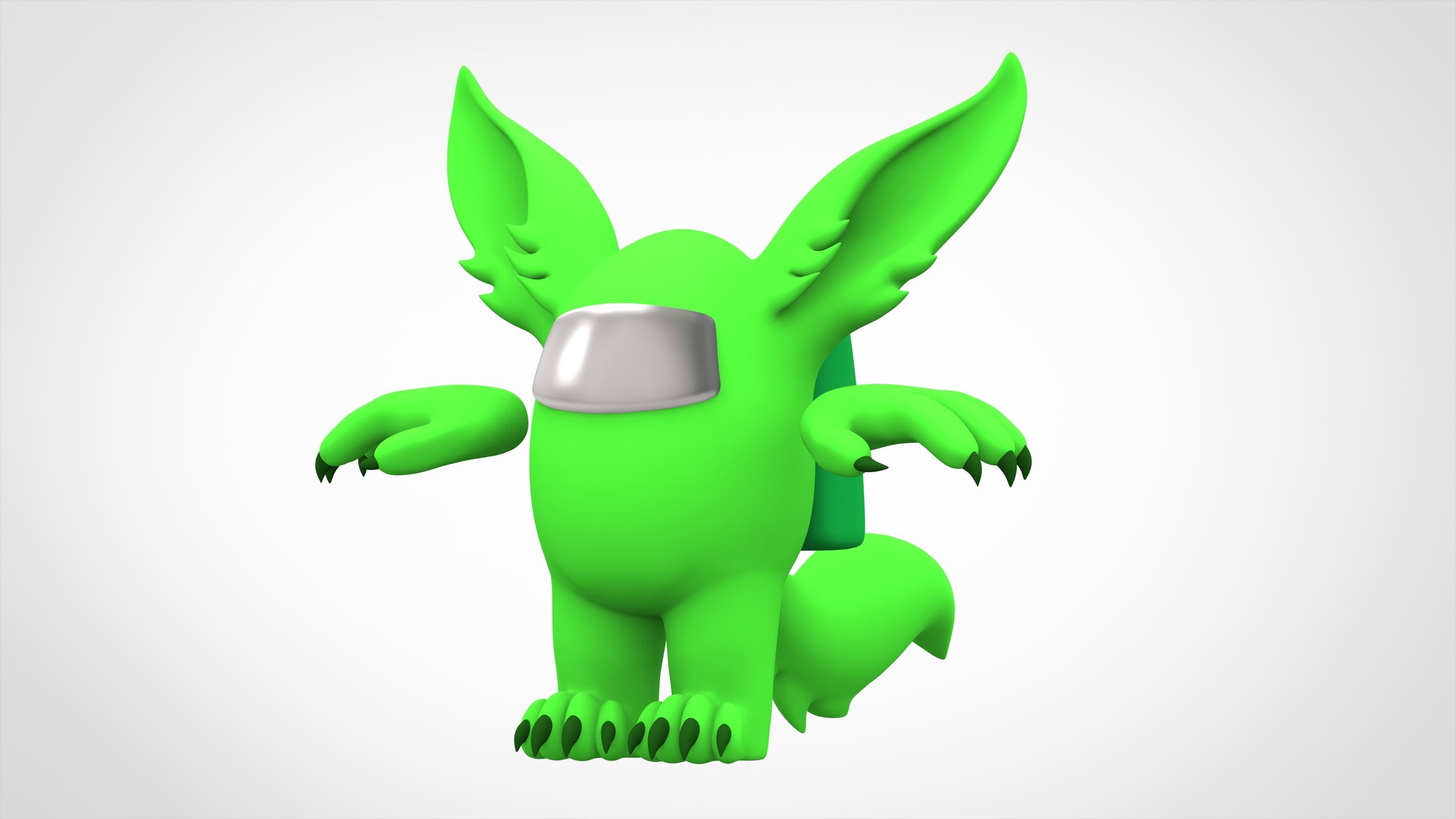 Among Us Lime Werewolf Low-poly 3D model_5