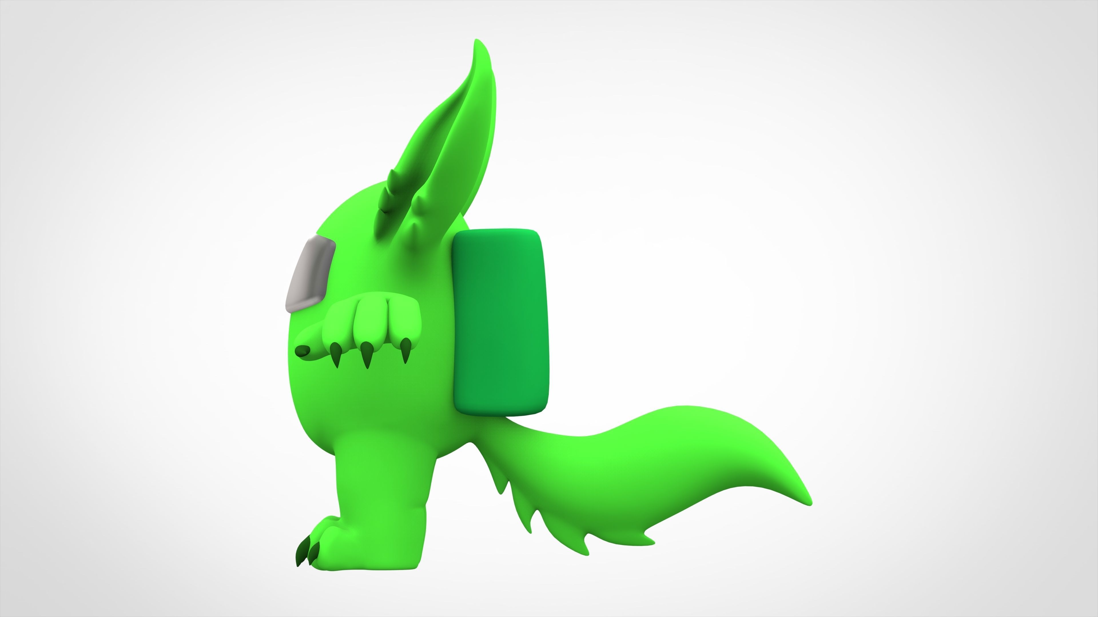 Among Us Lime Werewolf Low-poly 3D model_7