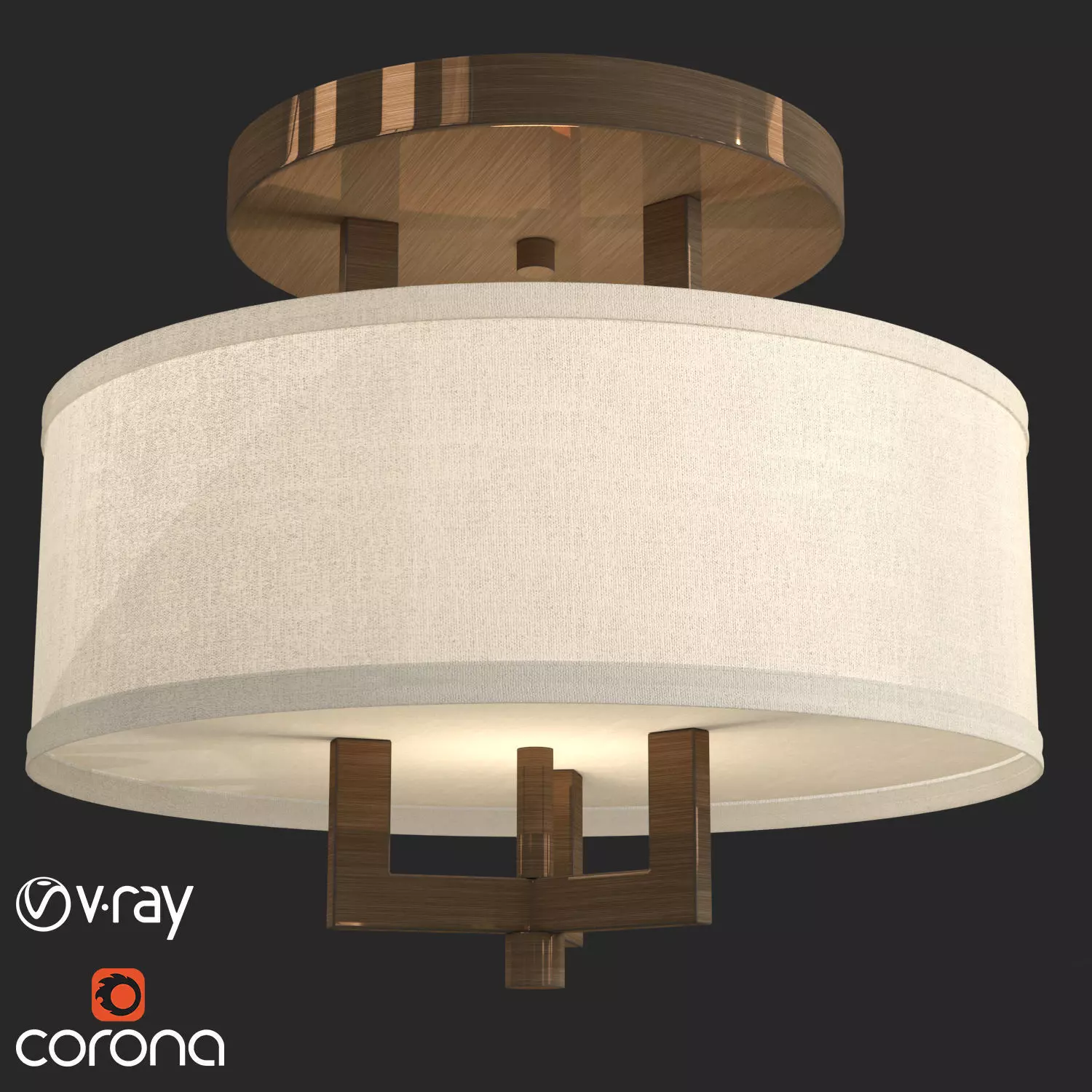Hampton 3-Light Semi Flush Mount 3D model_0