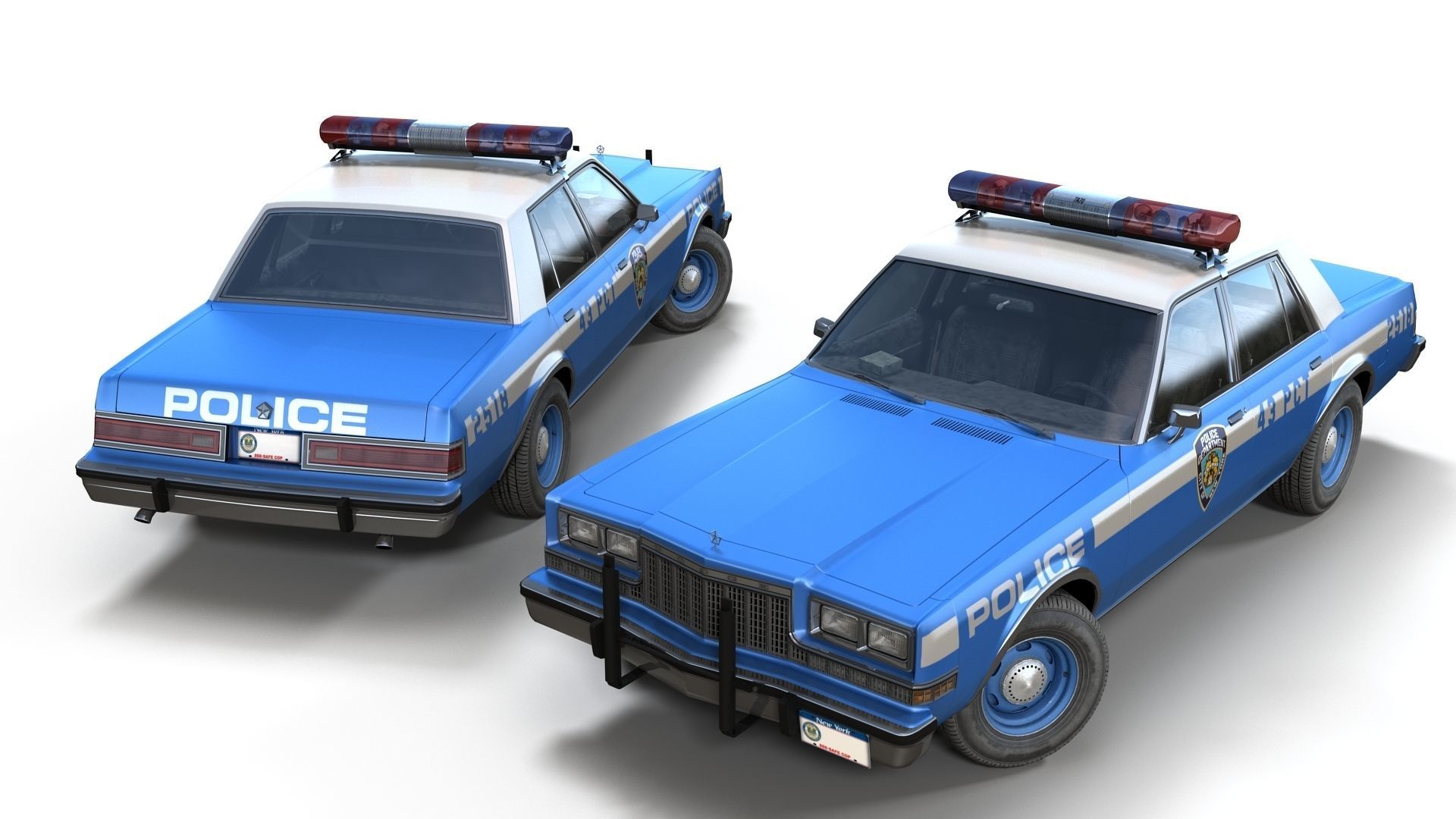 Dodge Diplomat 1980 police car Low-poly 3D model_16