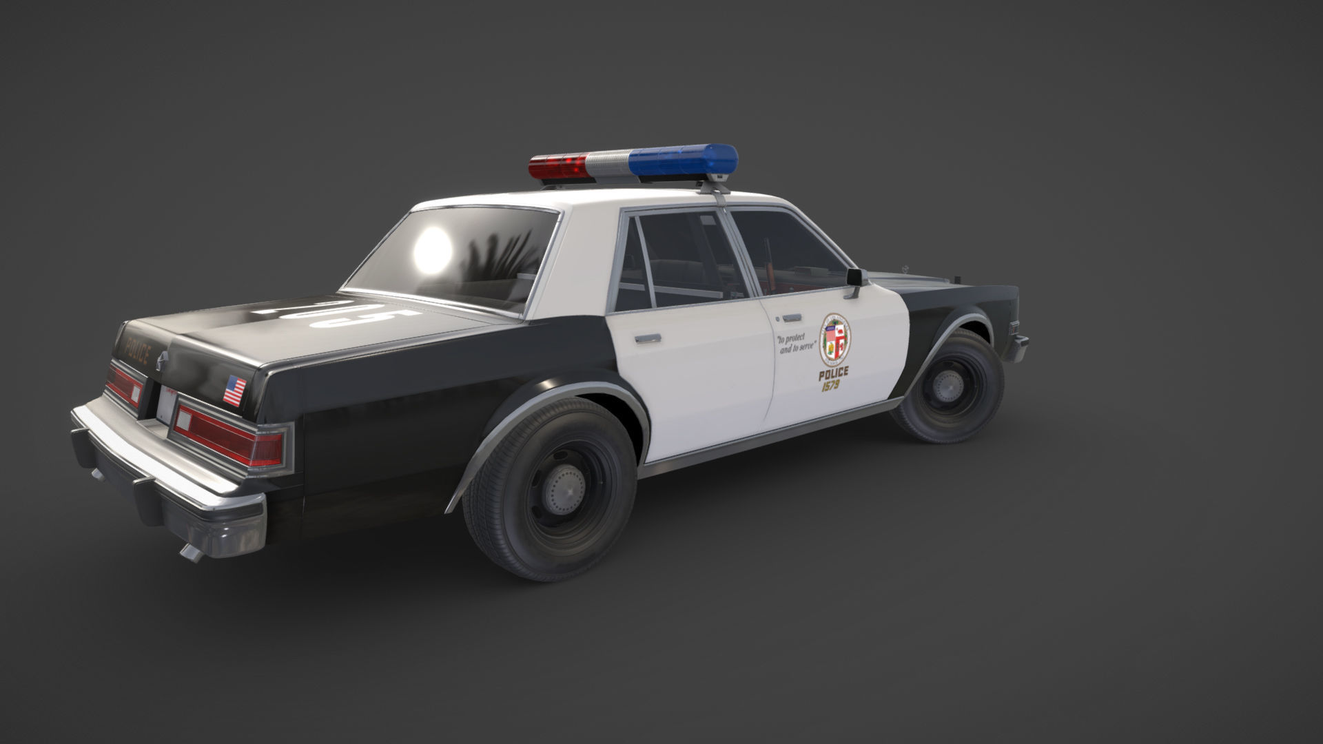 Dodge Diplomat 1980 police car Low-poly 3D model_36