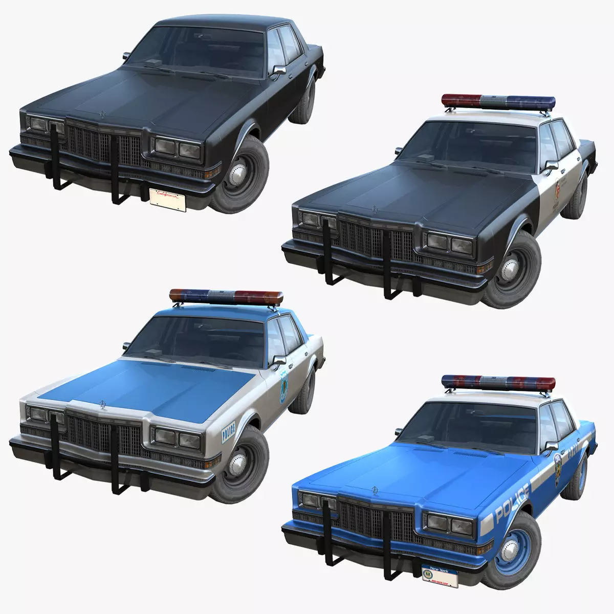 Dodge Diplomat 1980 police car Low-poly 3D model_0