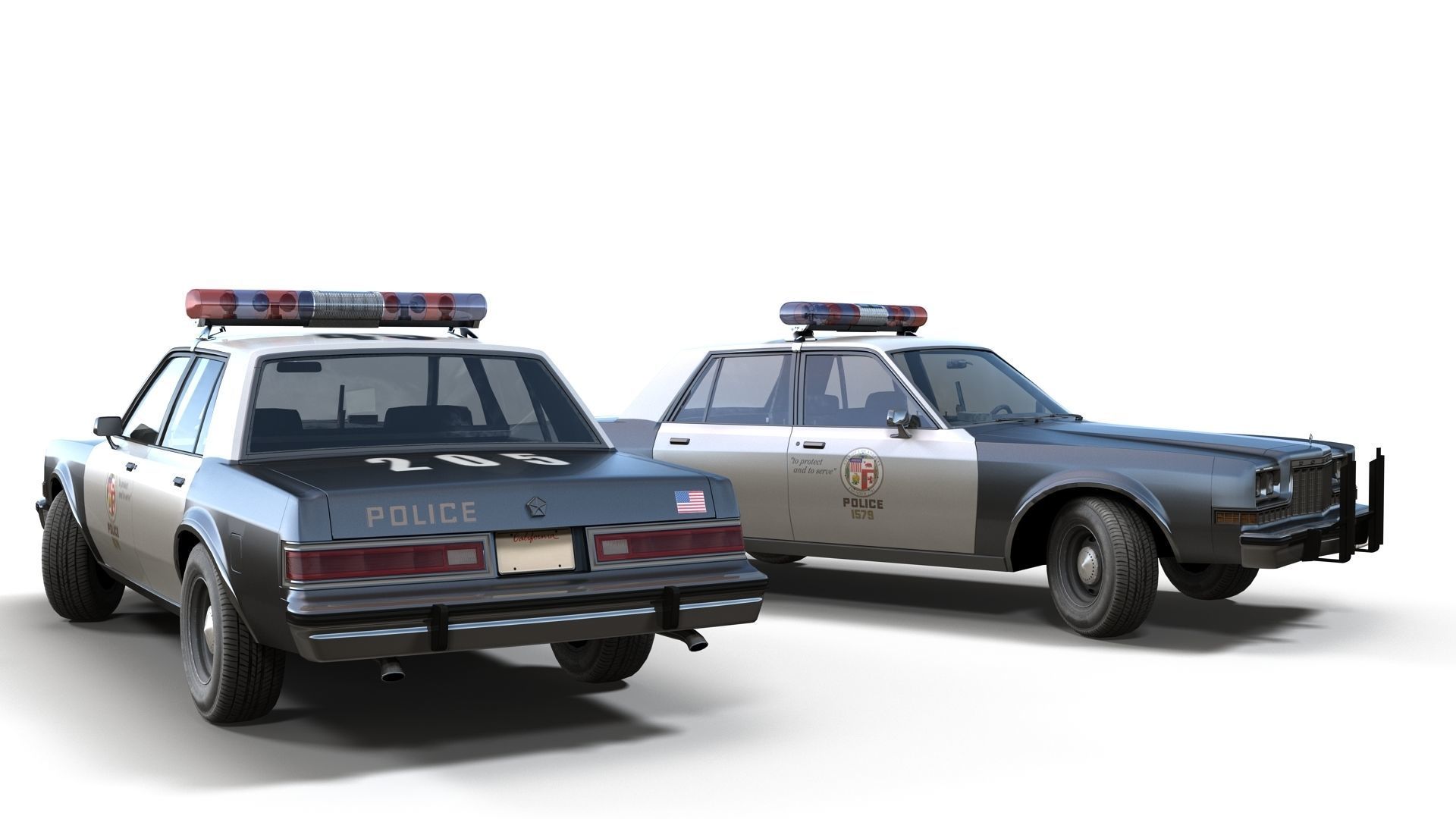 Dodge Diplomat 1980 police car Low-poly 3D model_10