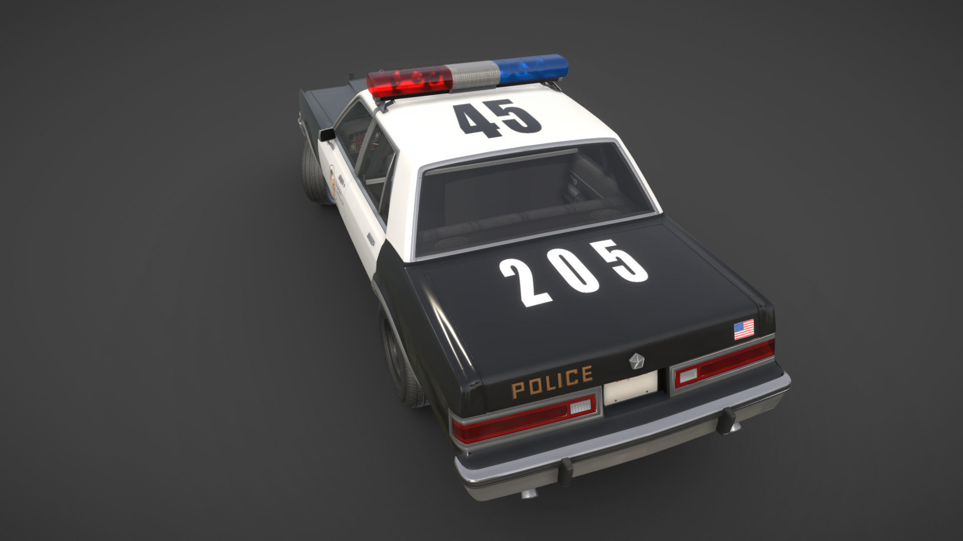 Dodge Diplomat 1980 police car Low-poly 3D model_39