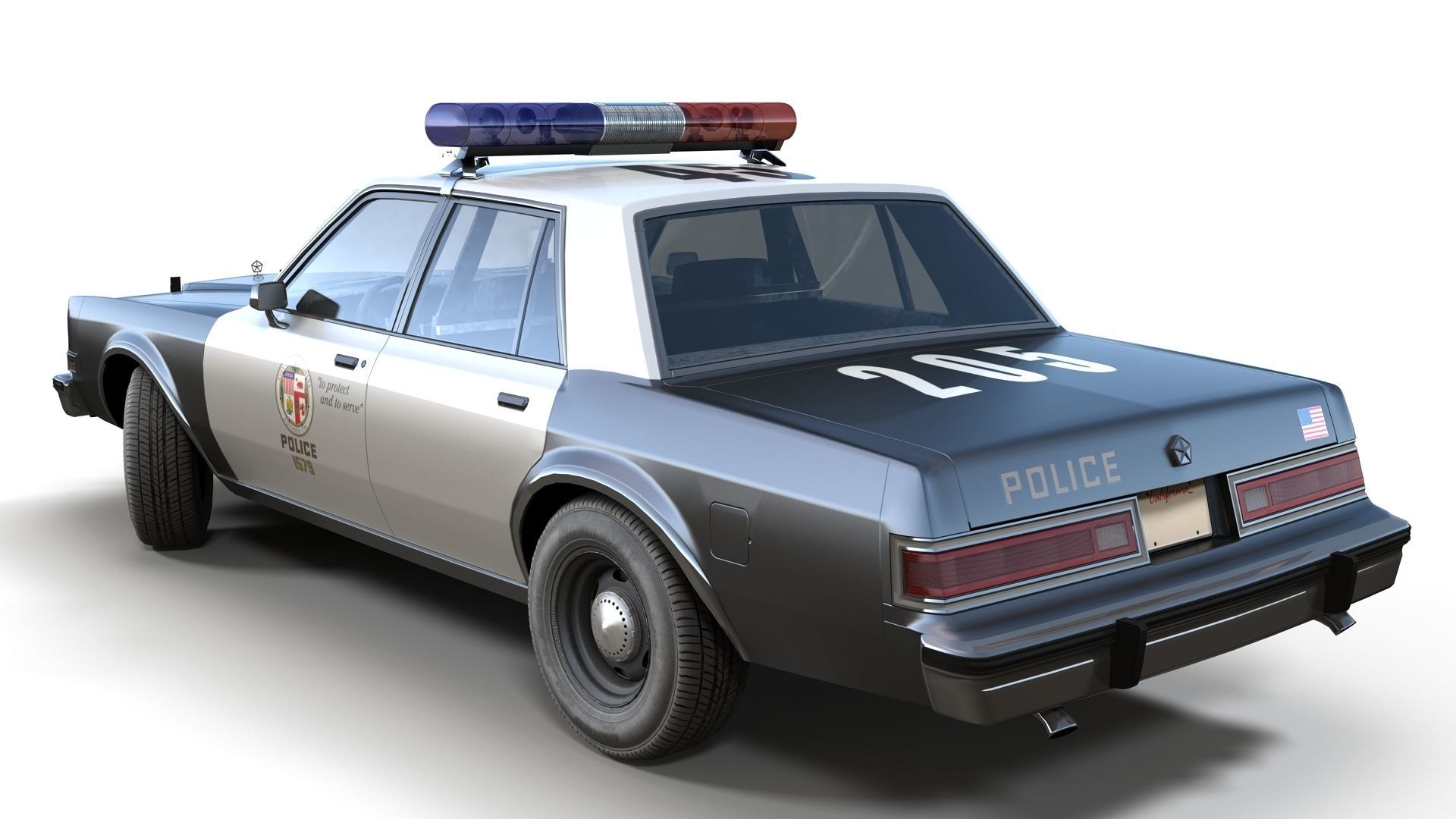 Dodge Diplomat 1980 police car Low-poly 3D model_3