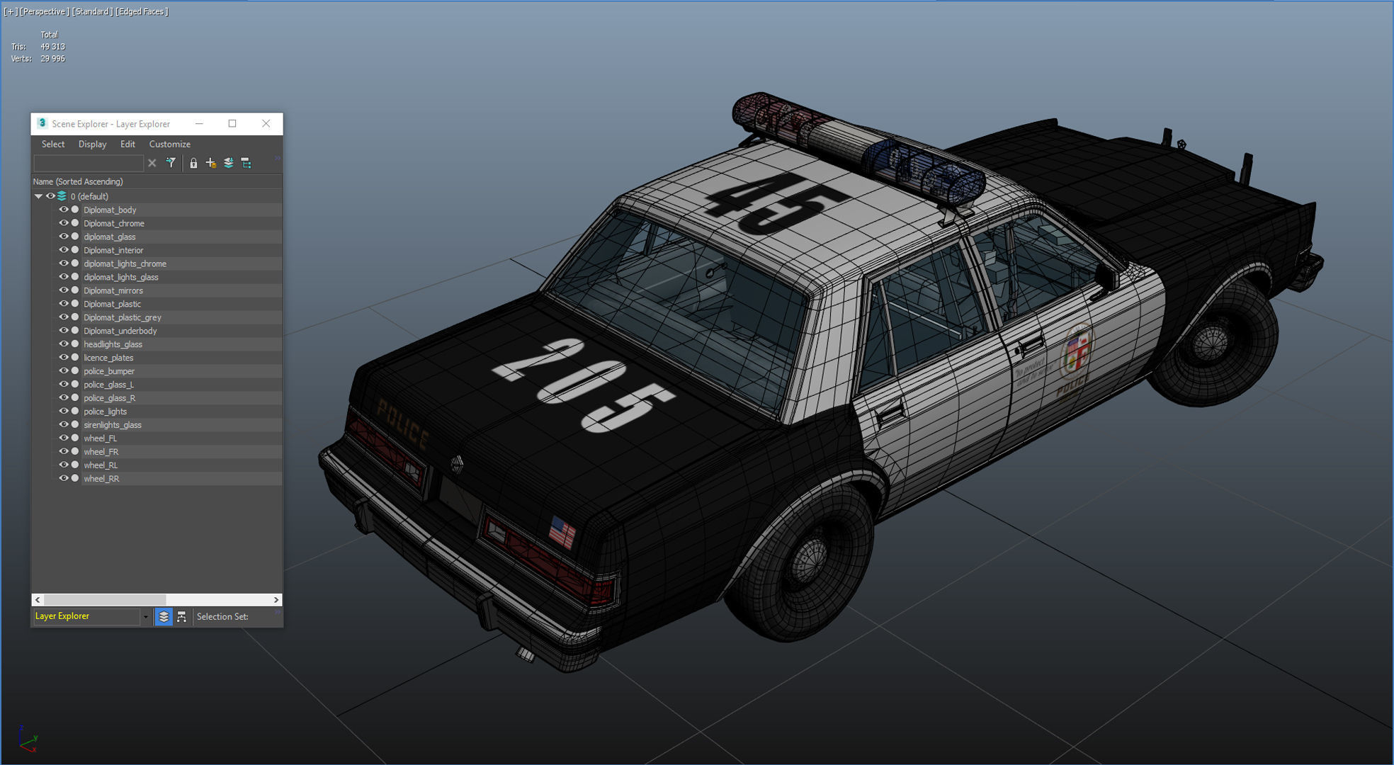 Dodge Diplomat 1980 police car Low-poly 3D model_45