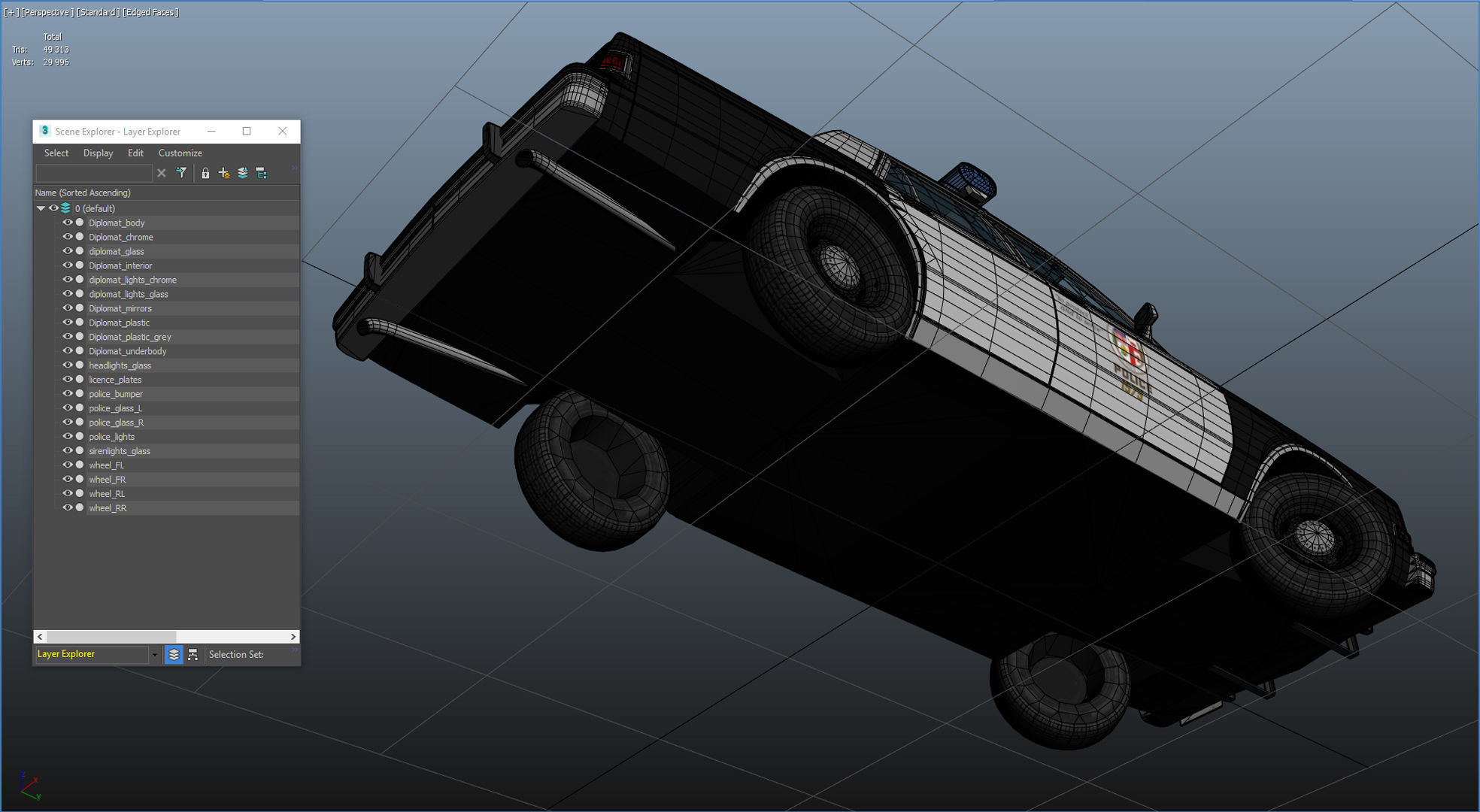 Dodge Diplomat 1980 police car Low-poly 3D model_46