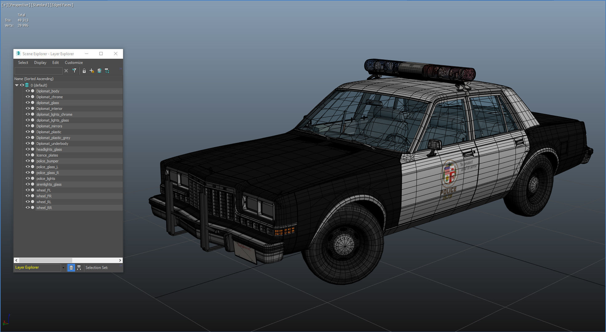 Dodge Diplomat 1980 police car Low-poly 3D model_44