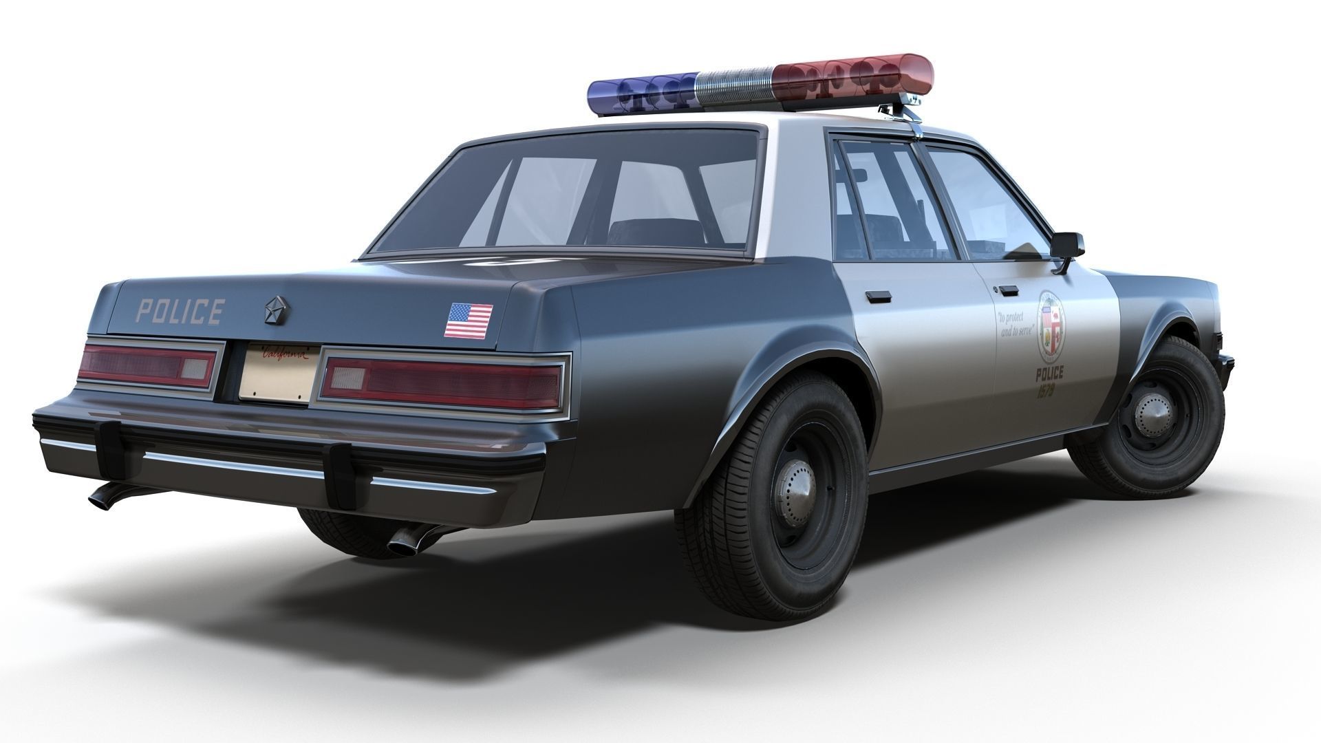 Dodge Diplomat 1980 police car Low-poly 3D model_9