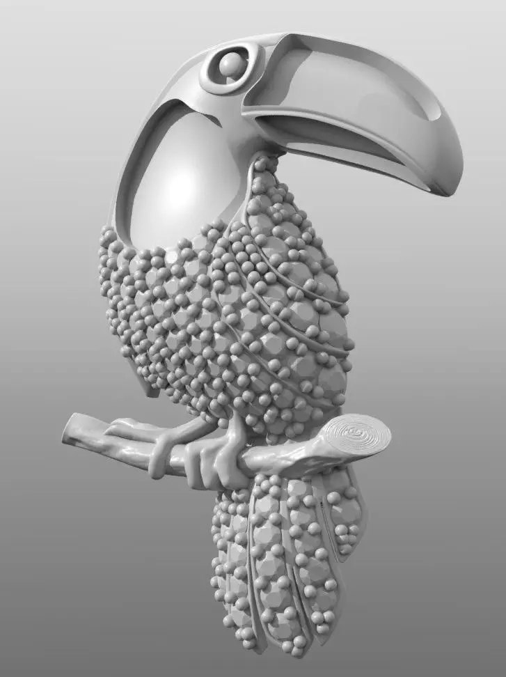 3d models Toucan Broche or necklace emal 80pcs stones rounds 3D print model_0