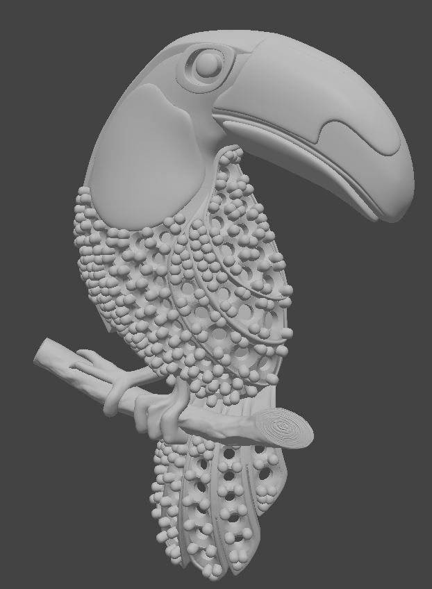 3d models Toucan Broche or necklace emal 80pcs stones rounds 3D print model_1