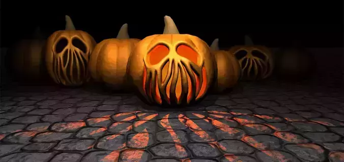 Creepy low poly jack-O-Lantern Pumpkin for Halloween
