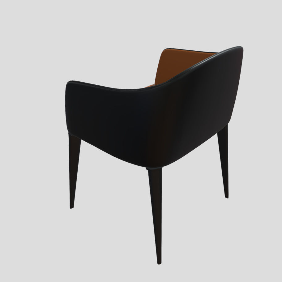 Chair orange and Low-poly 3D model_1