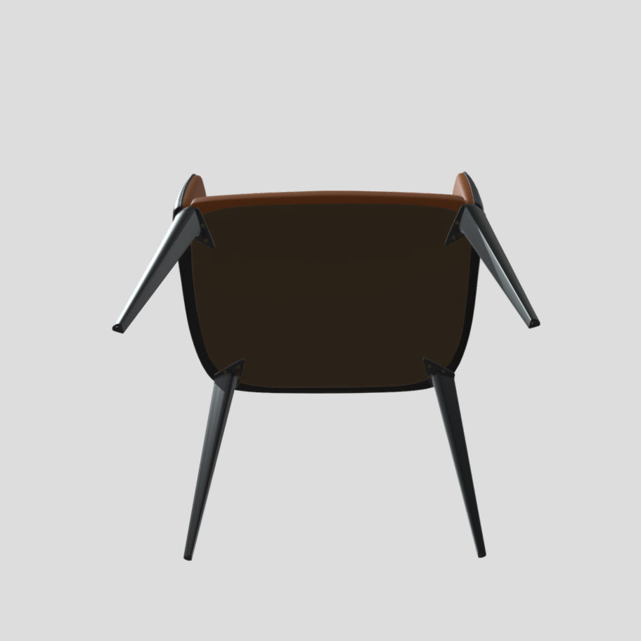 Chair orange and Low-poly 3D model_2