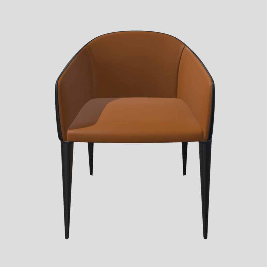Chair orange and Low-poly 3D model_3