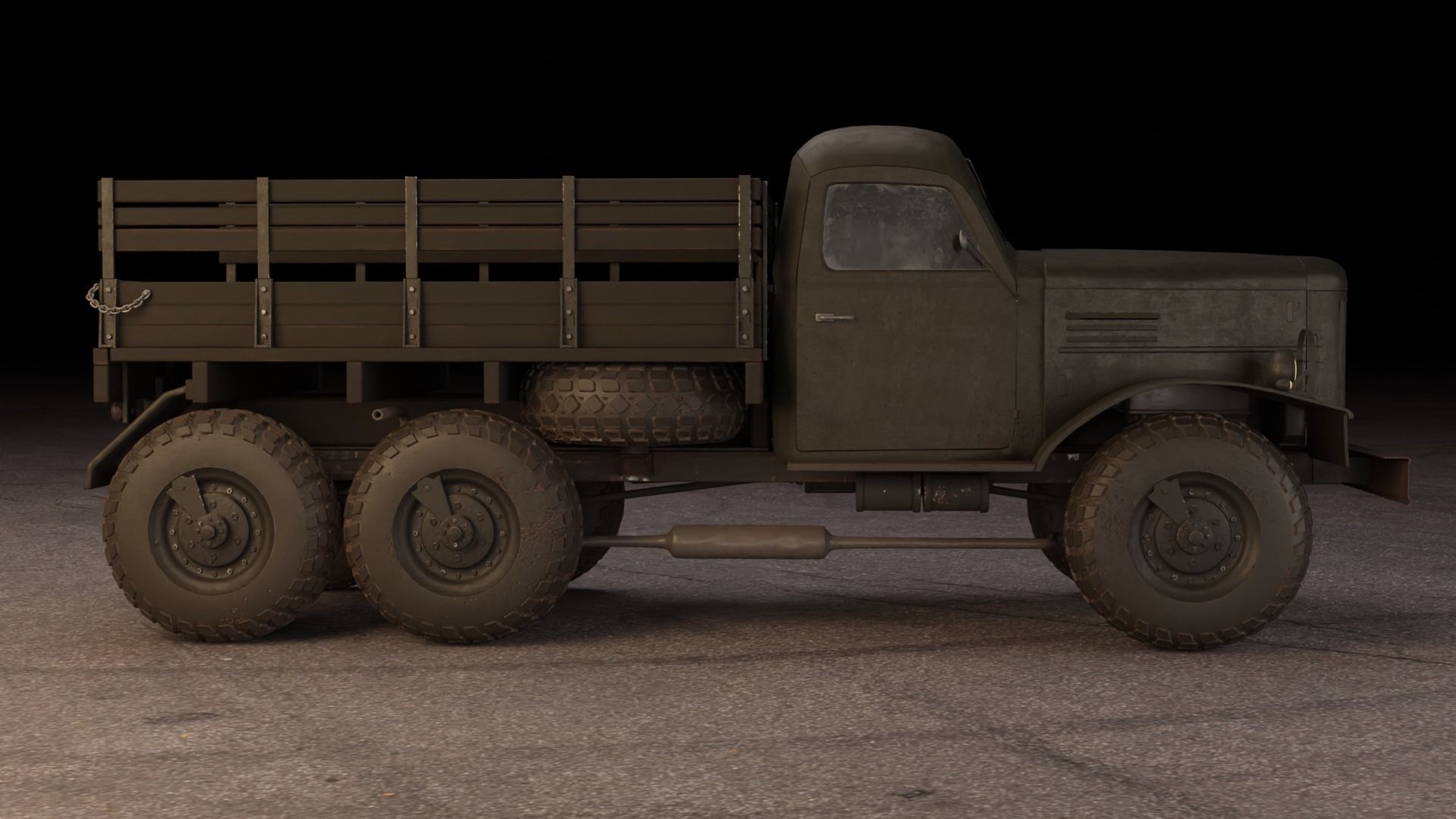 Soviet Military Truck ZiL 157 Low-poly 3D model_6