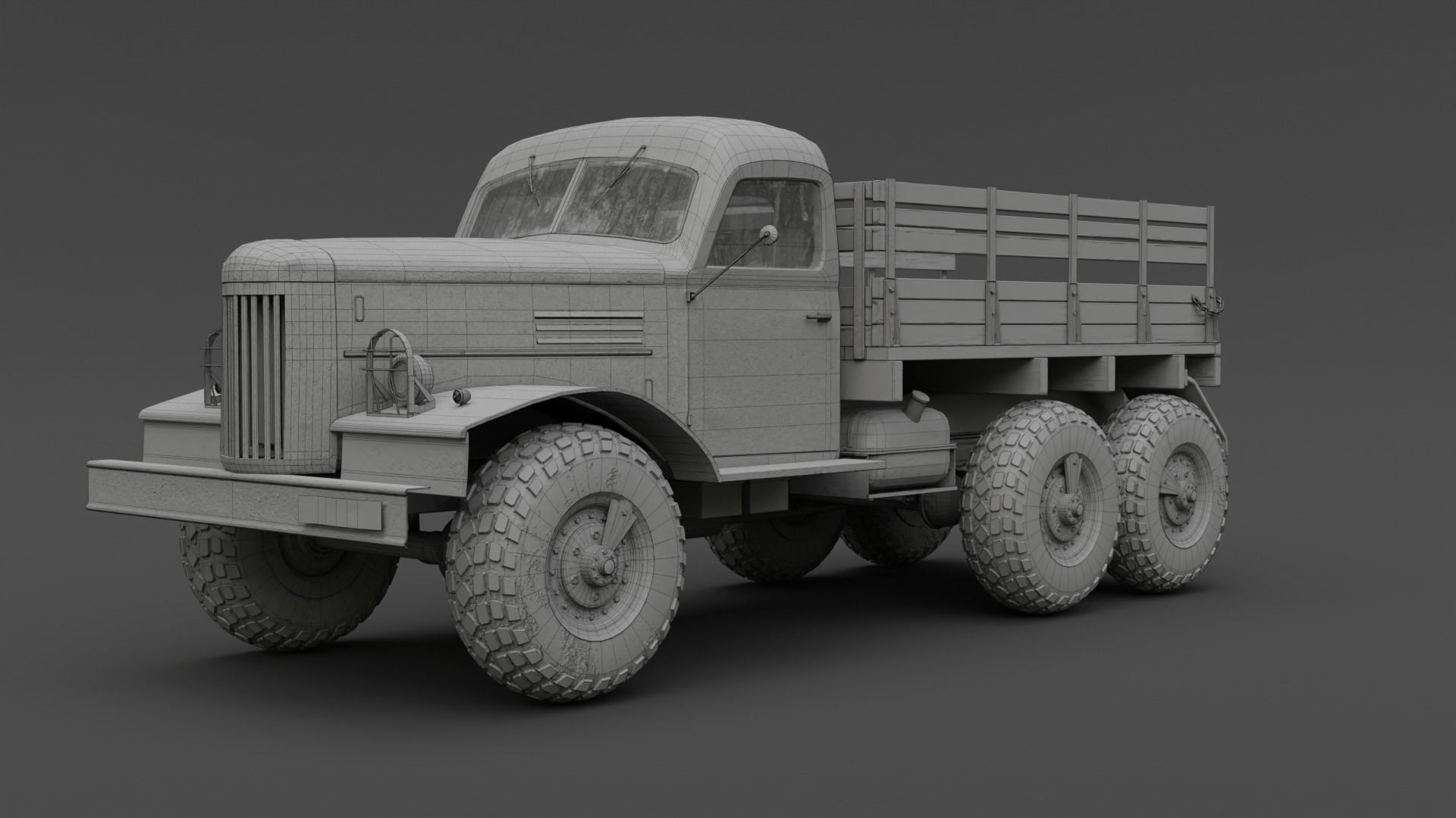 Soviet Military Truck ZiL 157 Low-poly 3D model_10