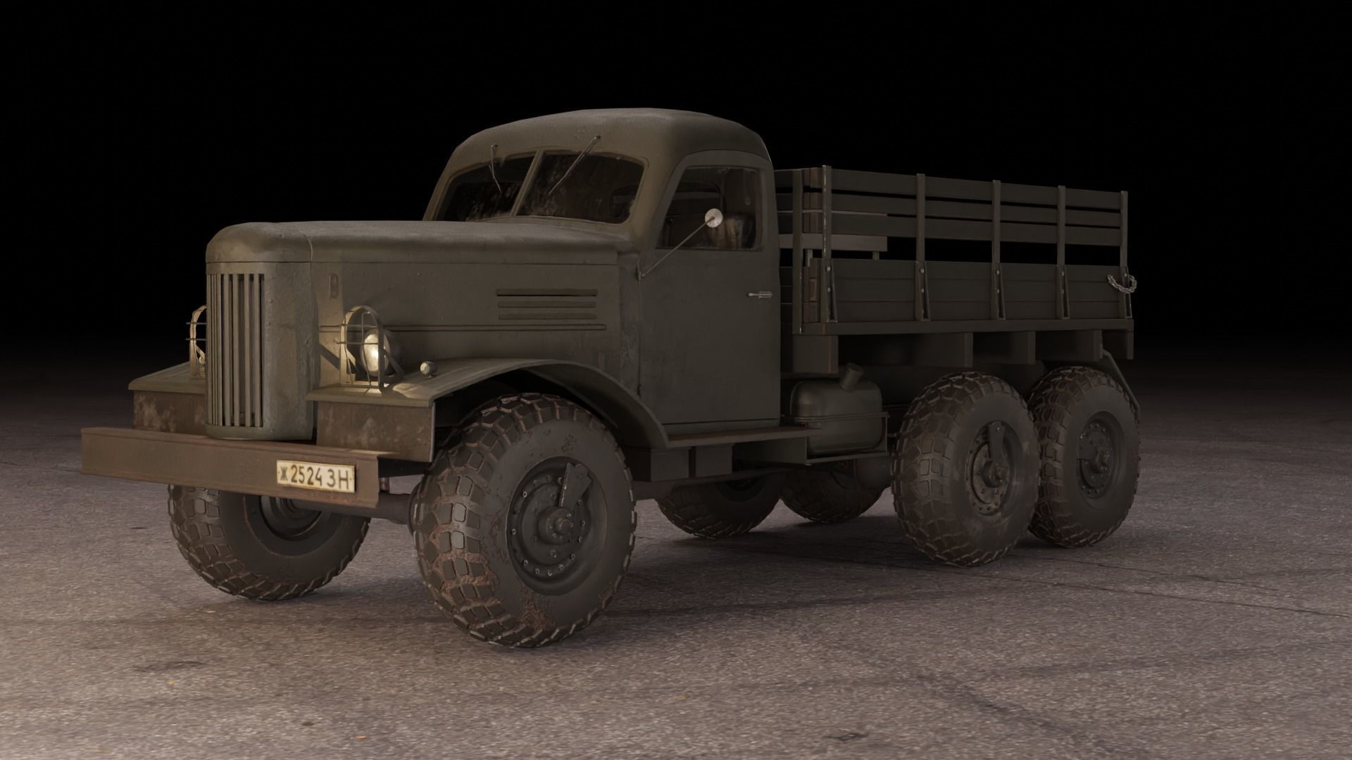 Soviet Military Truck ZiL 157 Low-poly 3D model_1