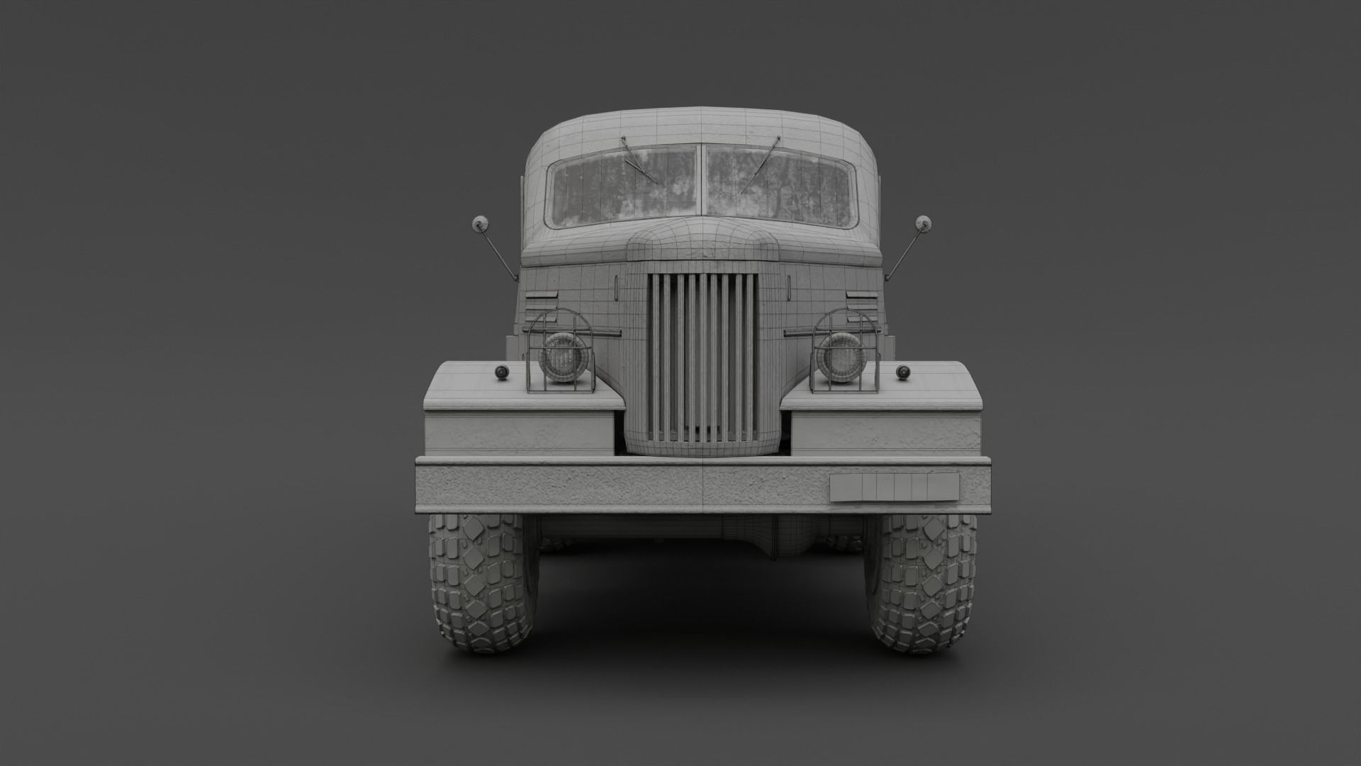 Soviet Military Truck ZiL 157 Low-poly 3D model_12