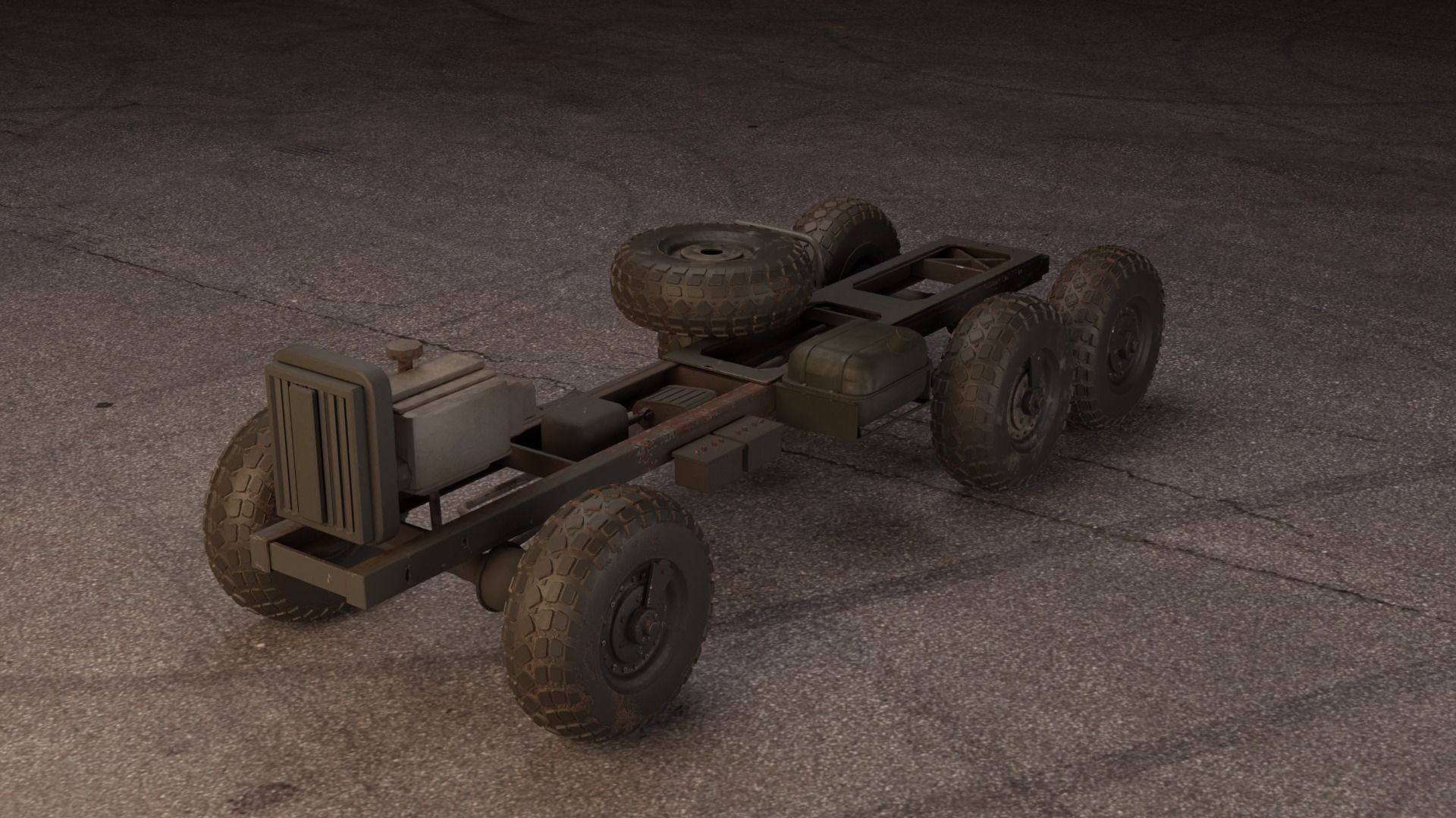 Soviet Military Truck ZiL 157 Low-poly 3D model_8